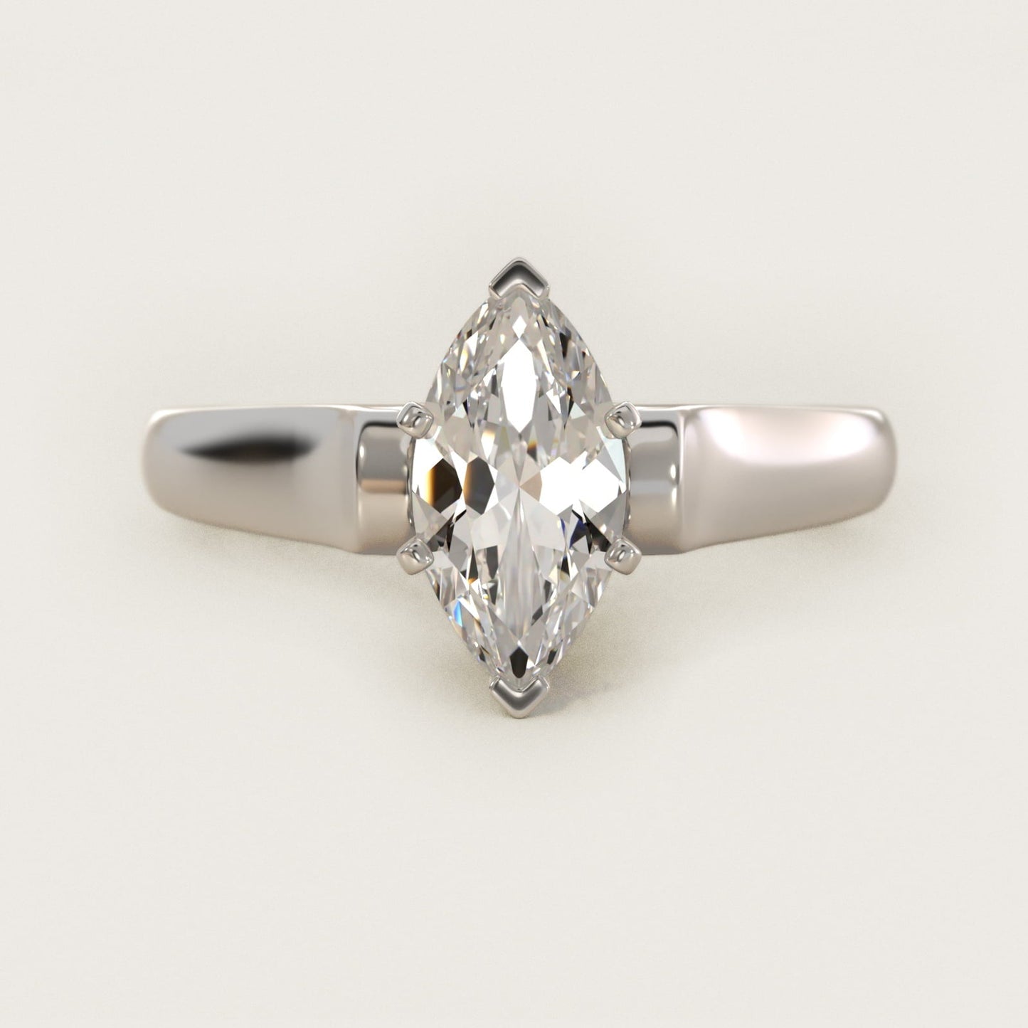 Cathedral Solitaire Plus Diamond Engagement Ring in Platinum By Zac Zac Posen - Marquise Center