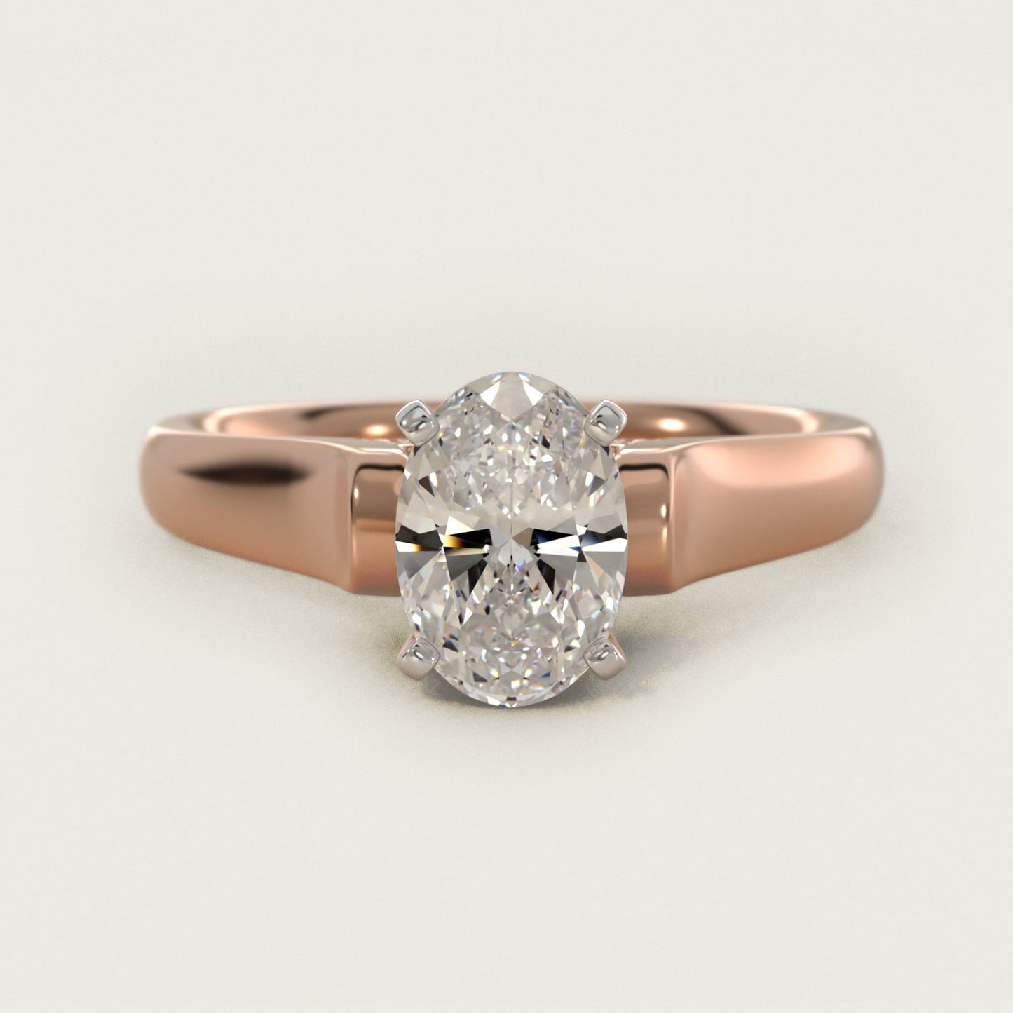 Cathedral Solitaire Plus Diamond Engagement Ring in 14k Rose Gold By Zac Zac Posen - Oval Center