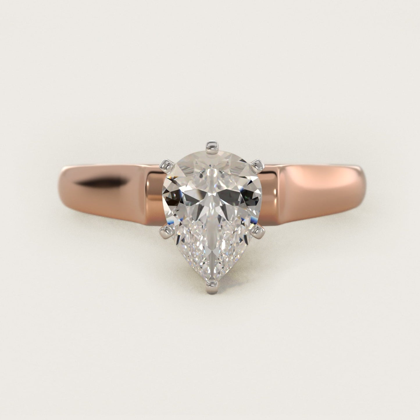Cathedral Solitaire Plus Diamond Engagement Ring in 18k Rose Gold By Zac Zac Posen - Pear Center