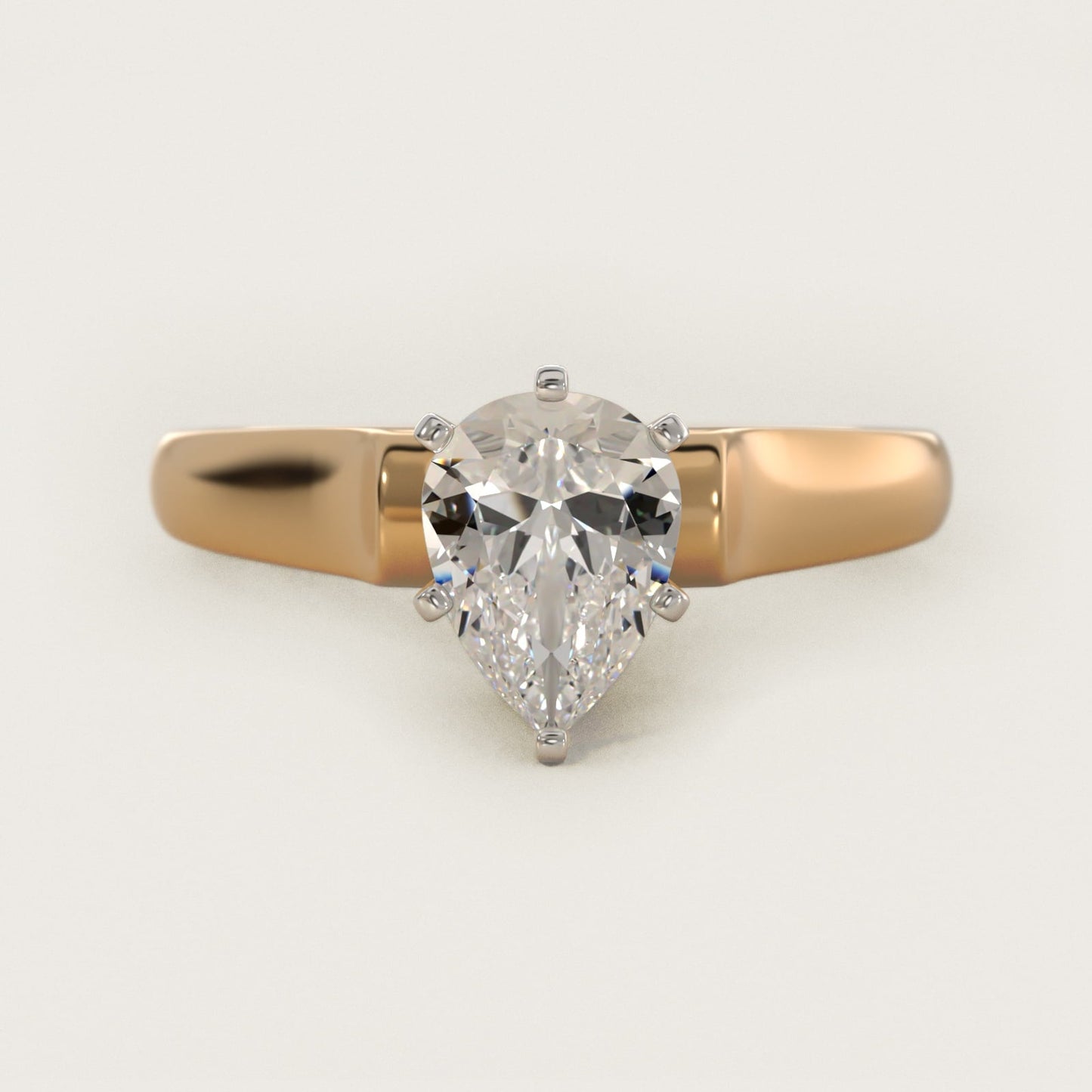 Cathedral Solitaire Plus Diamond Engagement Ring in 18k Yellow Gold By Zac Zac Posen - Pear Center