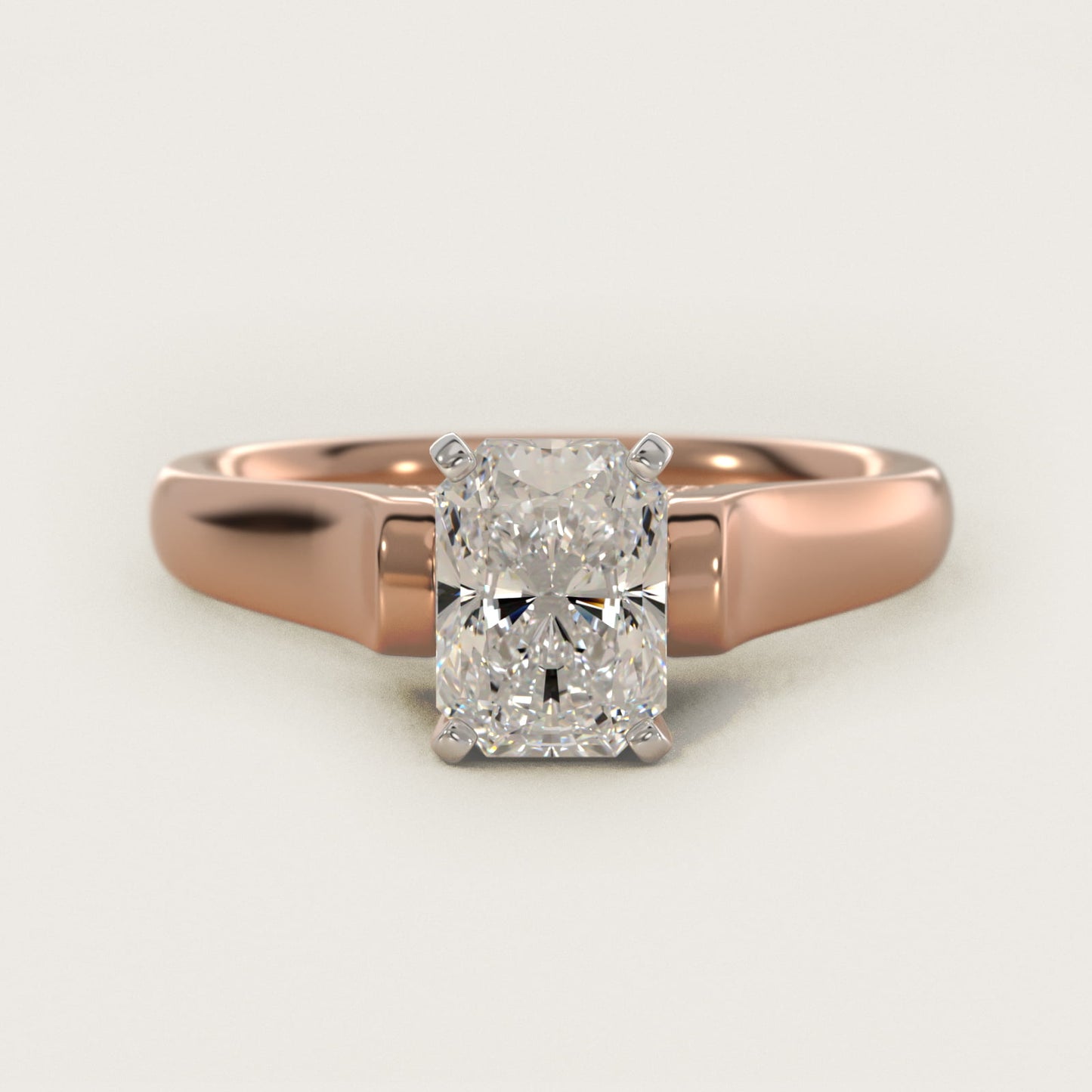 Cathedral Solitaire Plus Diamond Engagement Ring in 14k Rose Gold By Zac Zac Posen - Radiant Center
