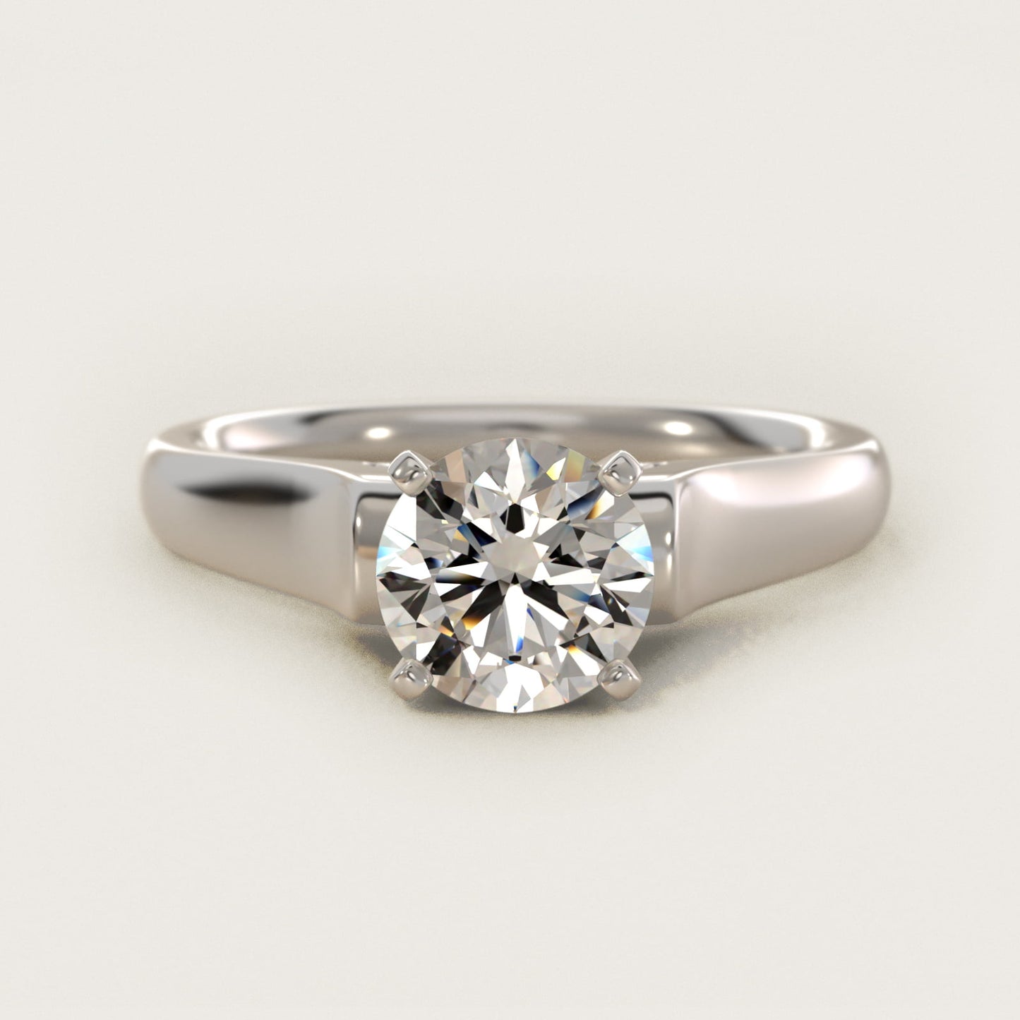 Cathedral Solitaire Plus Diamond Engagement Ring in 14k White Gold By Zac Zac Posen - Round Center