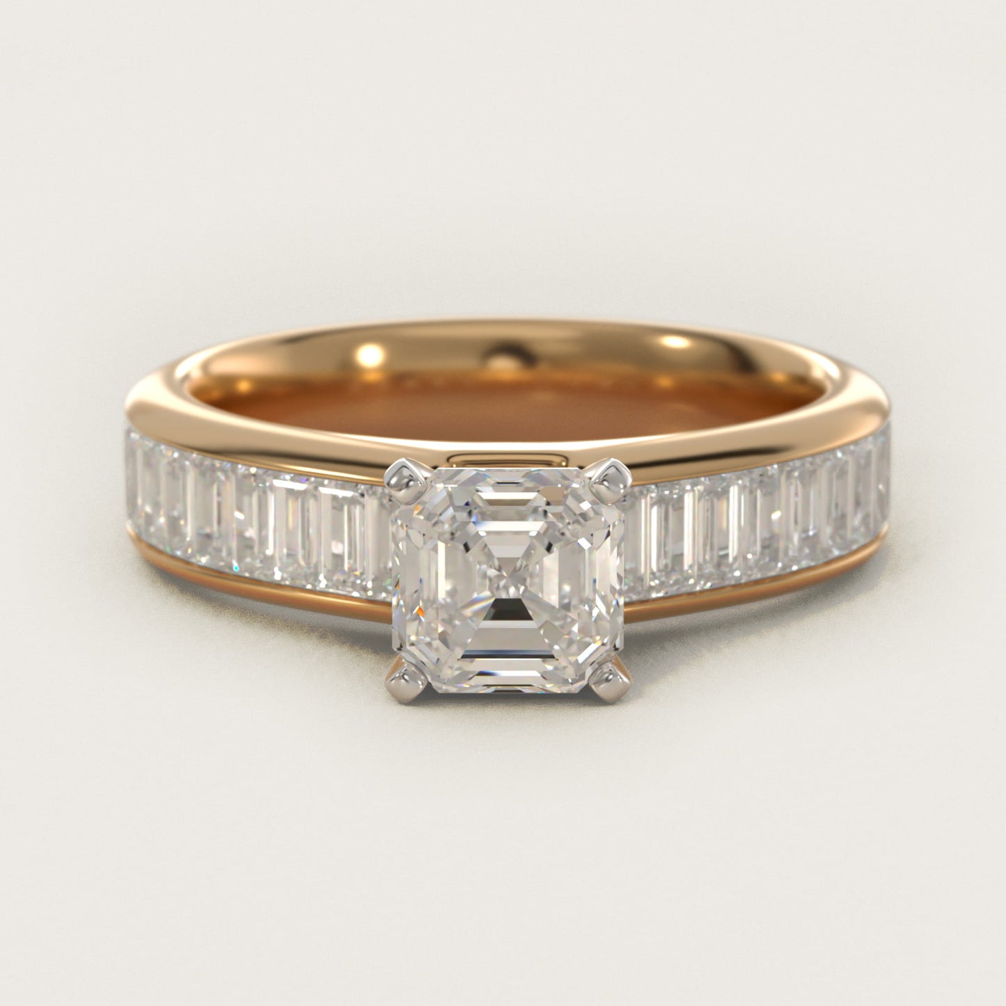 Channel Set Baguette Diamond Engagement Ring in 18k Yellow Gold (1 ct. tw.) - Asscher Center