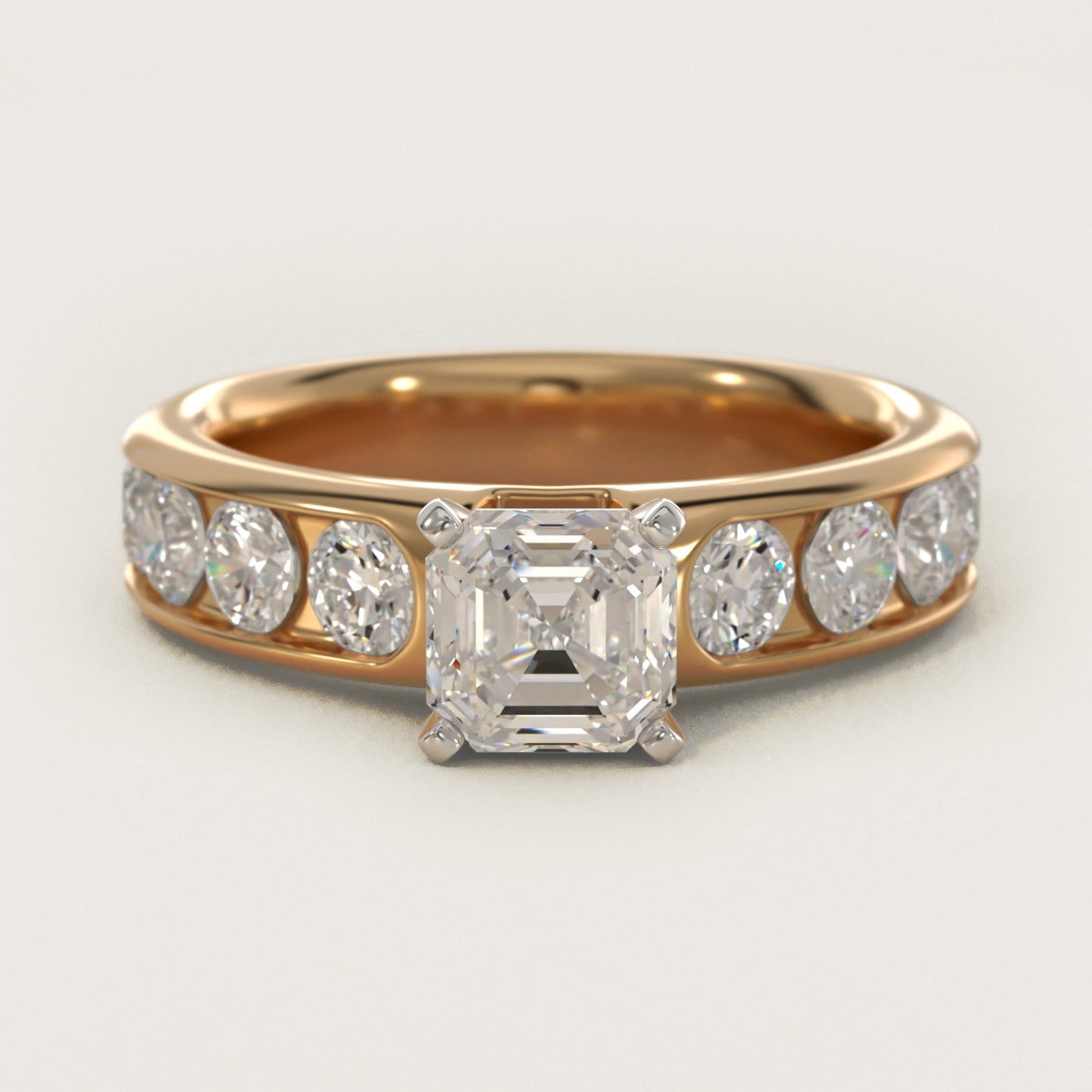 Channel Set Round Diamond Engagement Ring in 18k Yellow Gold (1 1/2 ct. tw.) - Asscher Center