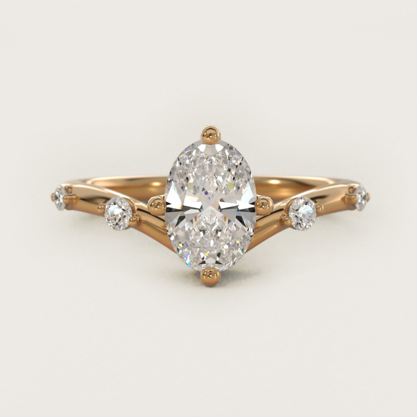 Chevron Diamond Station Side Stone Engagement Ring In 18k Yellow Gold By James Allen - Oval Center
