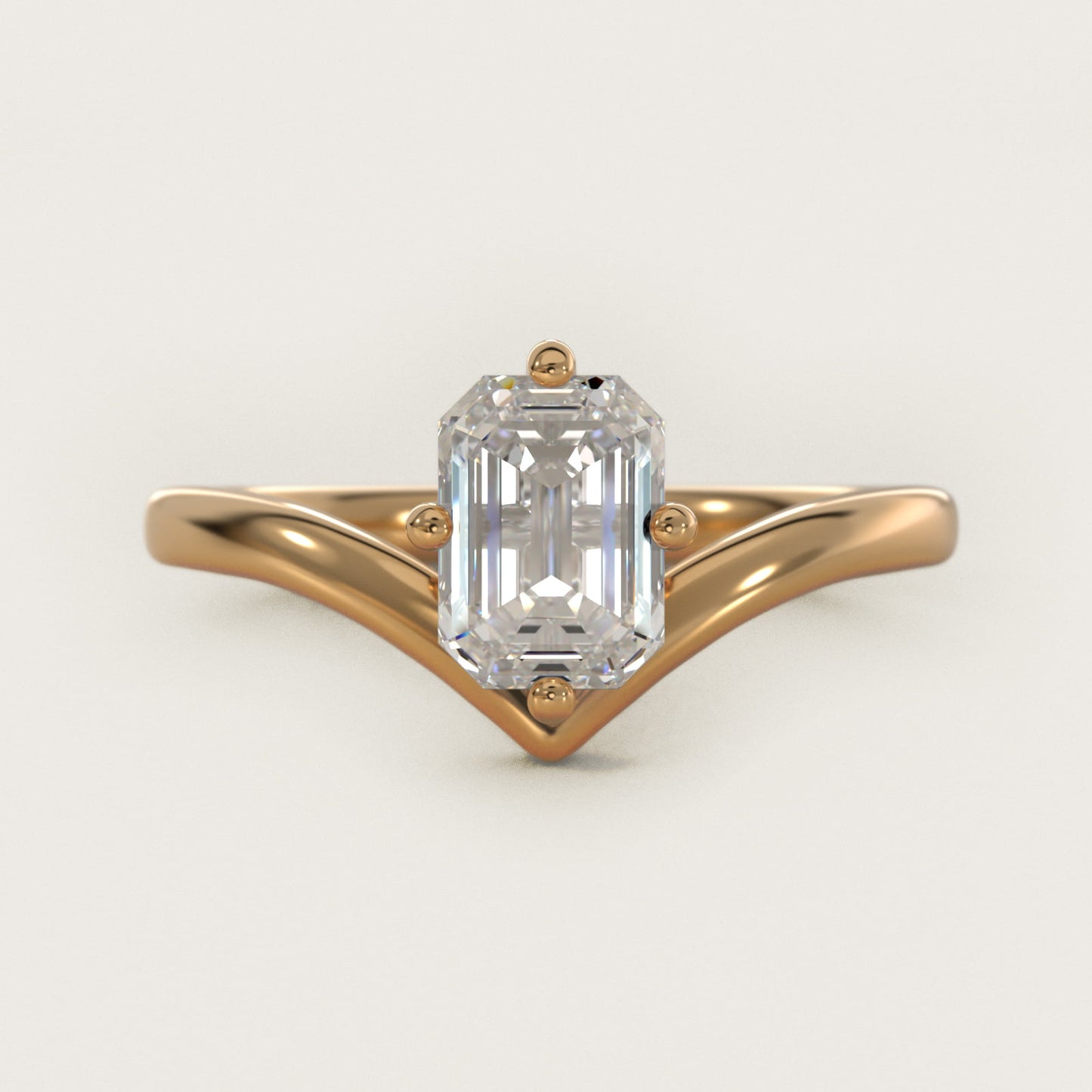 Chevron Solitaire Engagement Ring in 18k Yellow Gold - Emerald Center