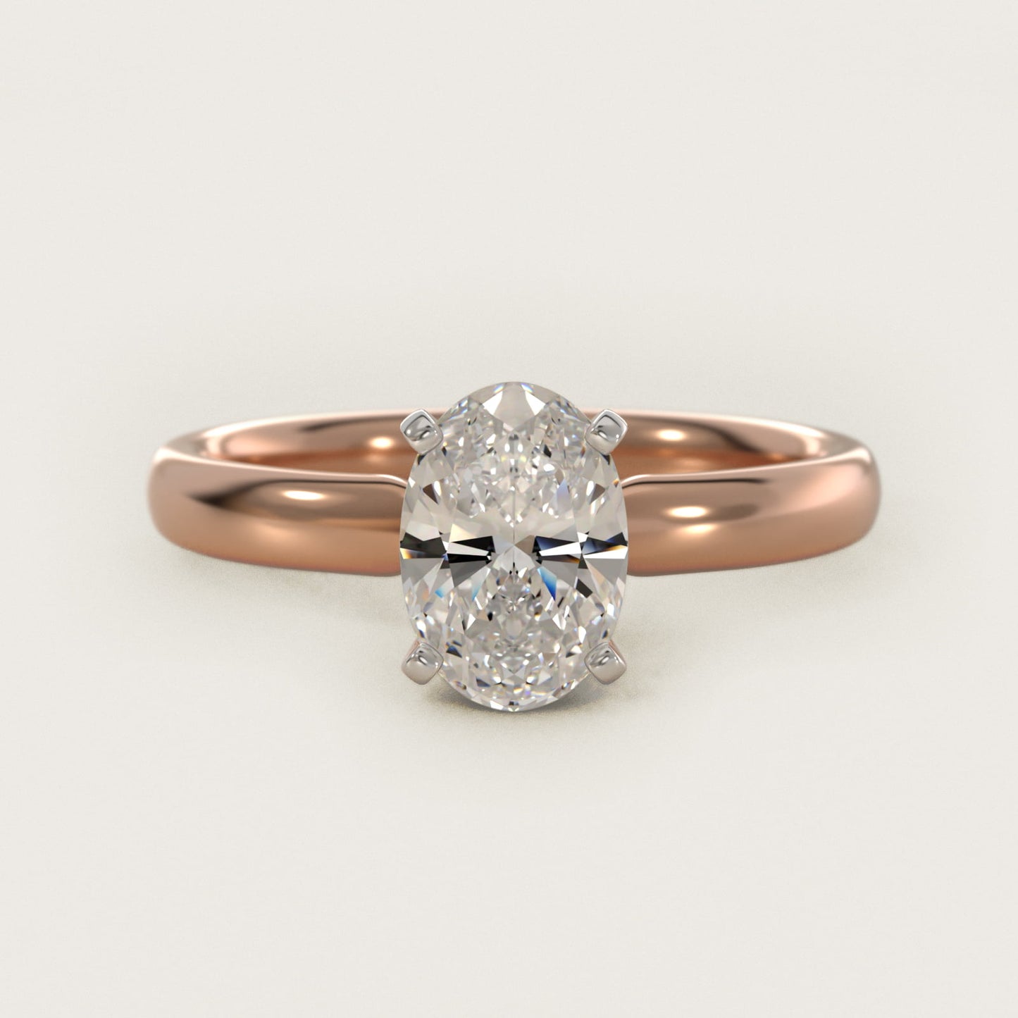 Classic Comfort Fit Solitaire Engagement Ring in 14k Rose Gold (2.5mm) - Oval Center
