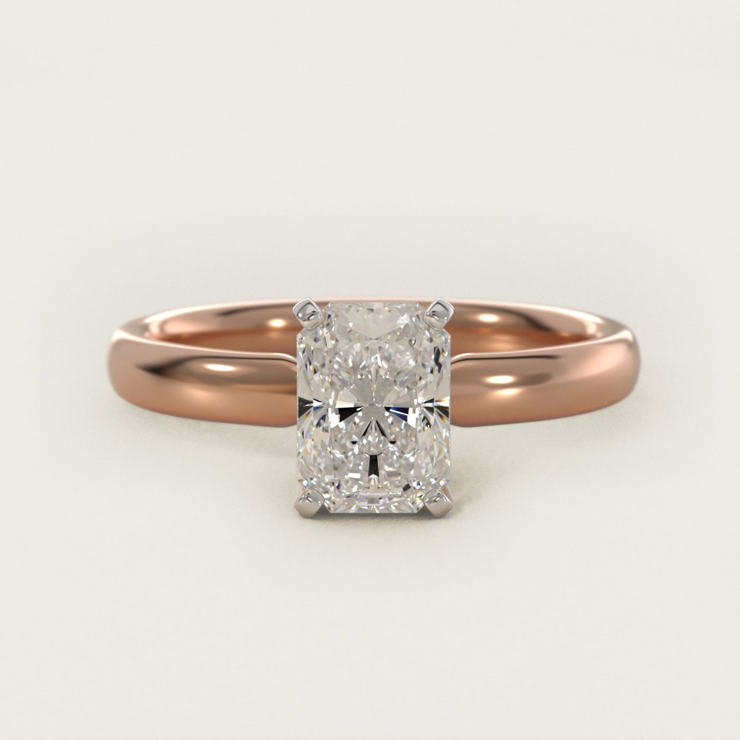 Classic Comfort Fit Solitaire Engagement Ring in 18k Rose Gold (2.5mm) - Radiant Center
