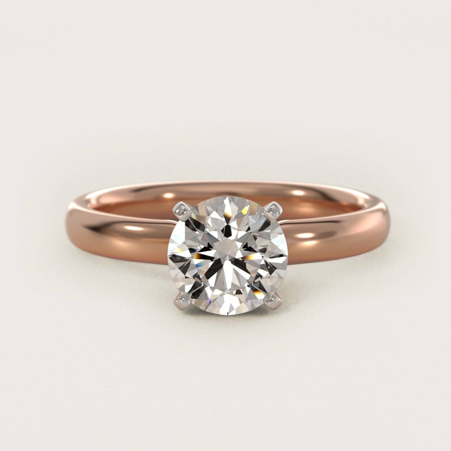 Classic Comfort Fit Solitaire Engagement Ring in 18k Rose Gold (2.5mm) - Round Center