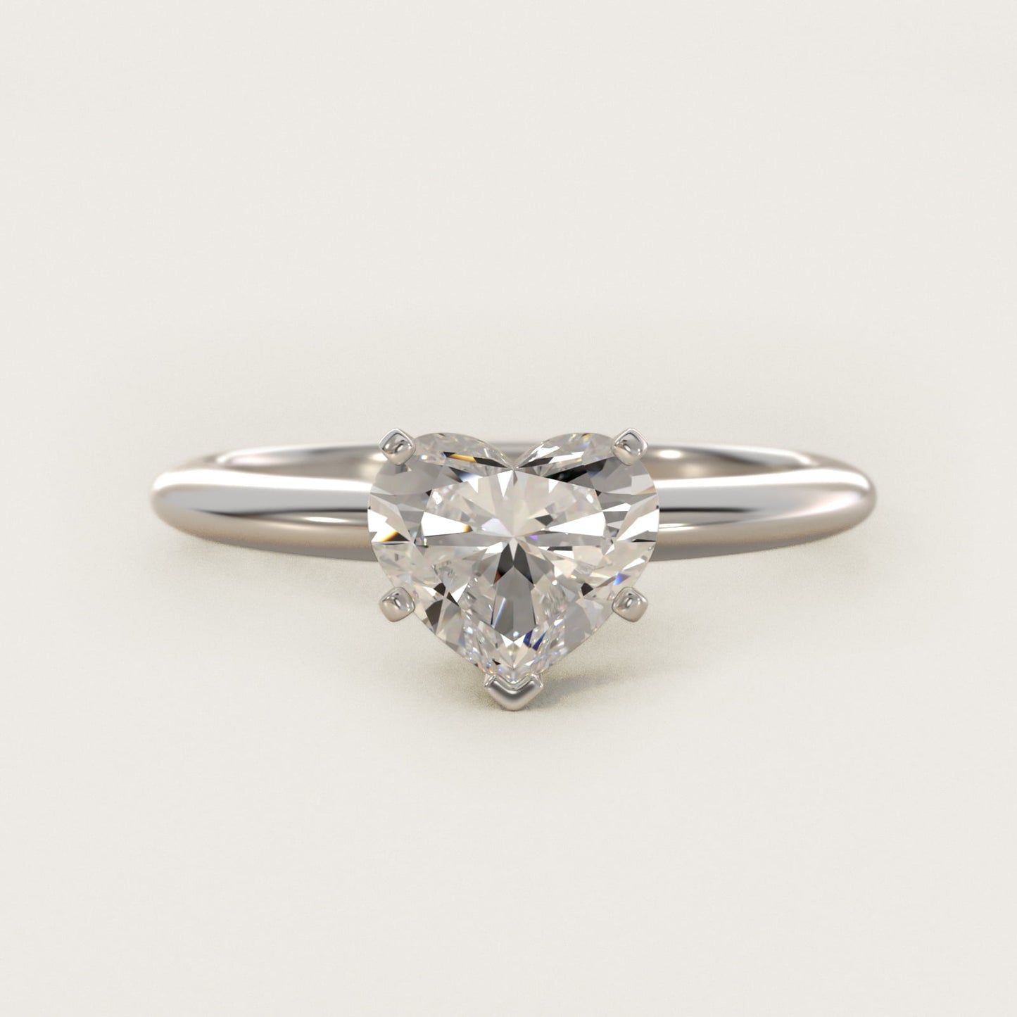 Classic Four-Prong Solitaire Engagement Ring in 18k White Gold - Heart Center