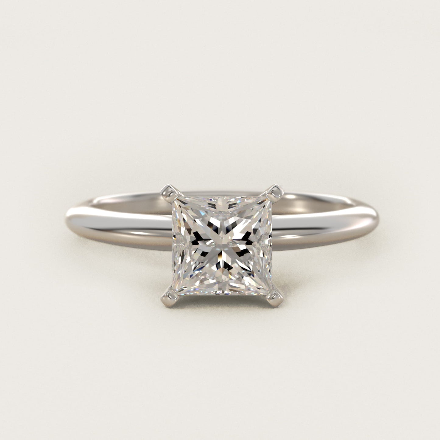 Classic Four-Prong Solitaire Engagement Ring in 18k White Gold - Princess Center