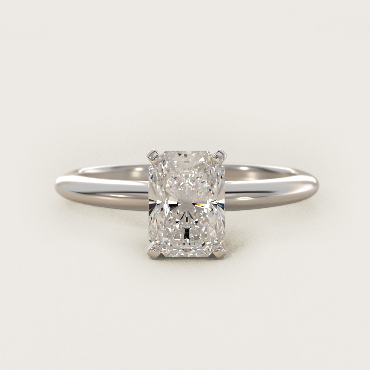 Classic Four-Prong Solitaire Engagement Ring in 14k White Gold - Radiant Center