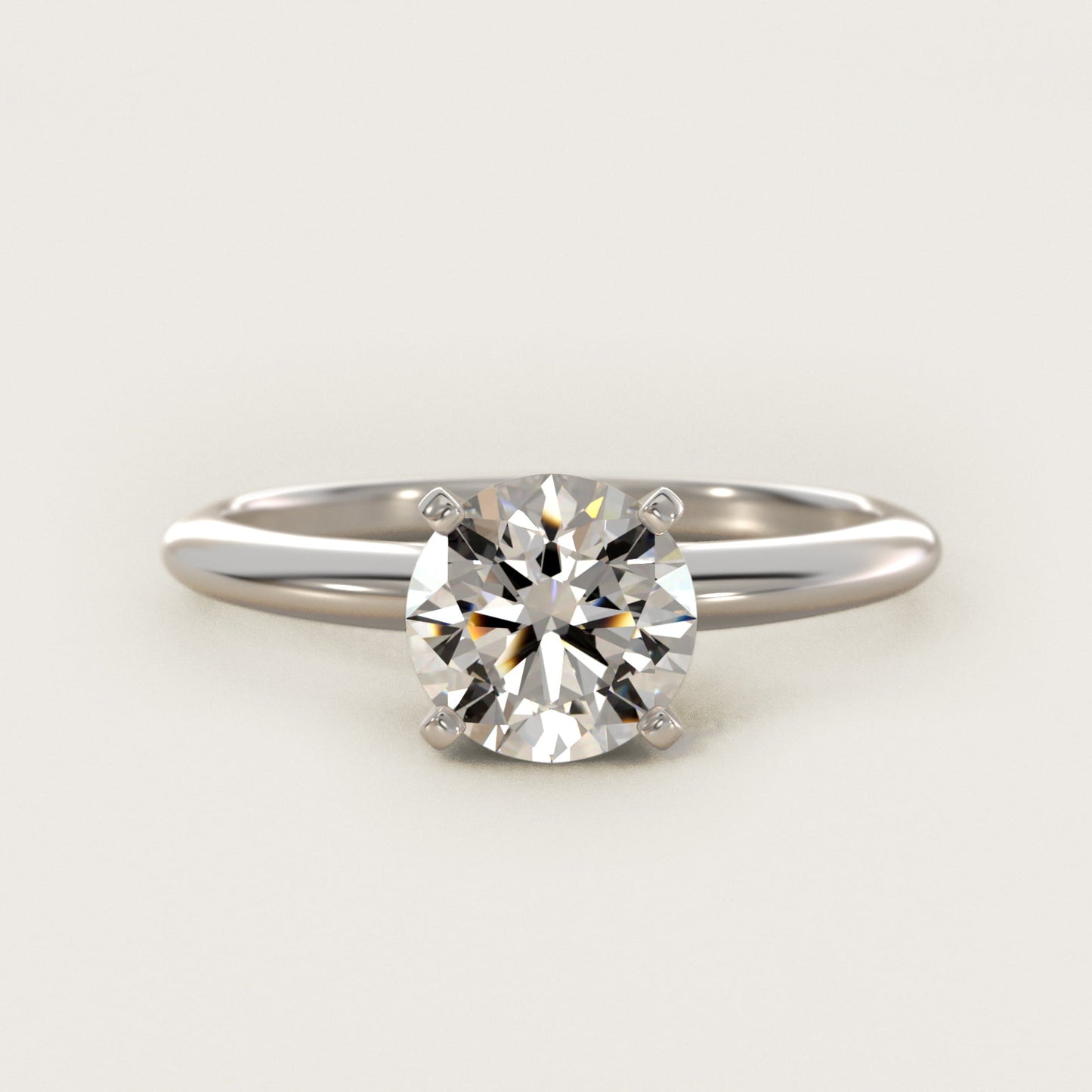 Classic Four-Prong Solitaire Engagement Ring in 18k White Gold - Round Center