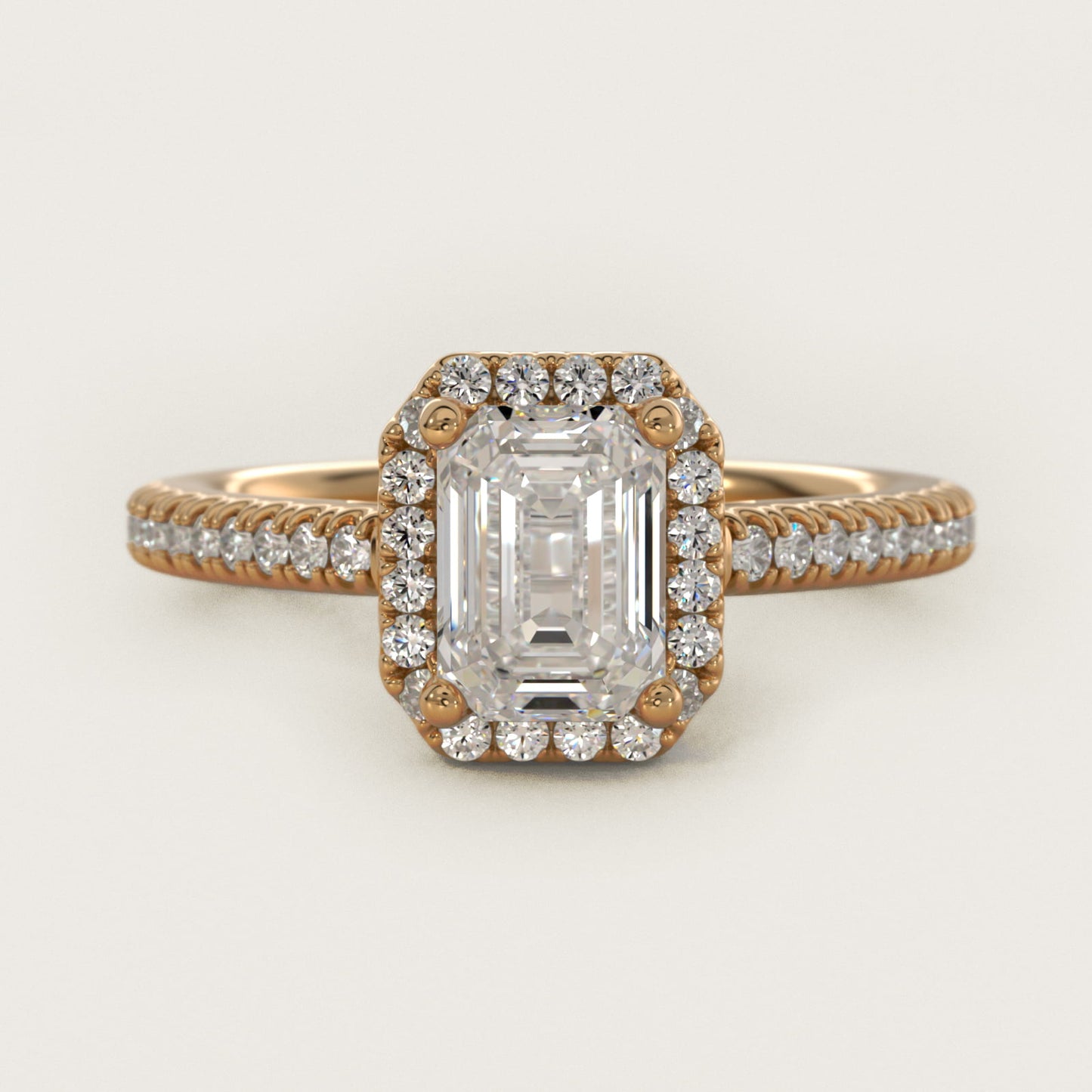 Classic Halo Diamond Engagement Ring in 18k Yellow Gold - Emerald Center