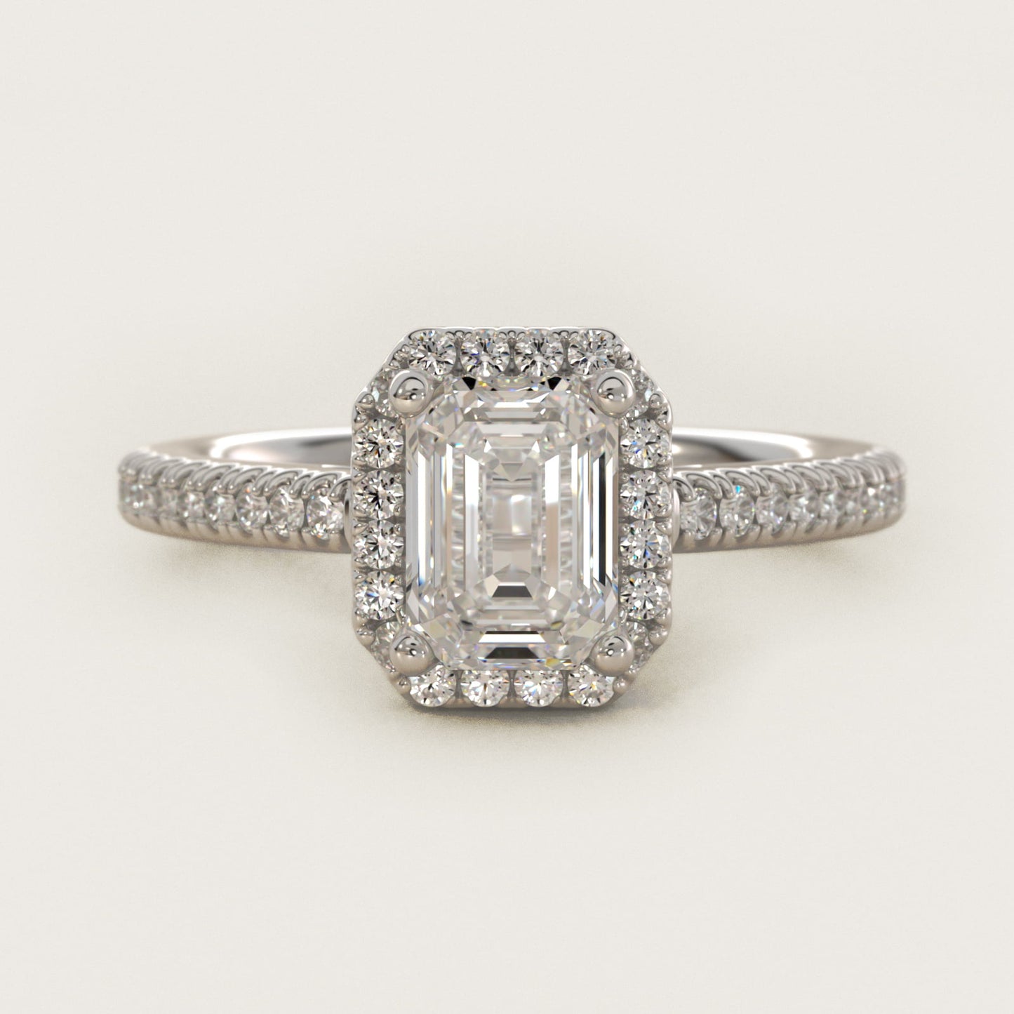 Classic Halo Diamond Engagement Ring in Platinum - Emerald Center