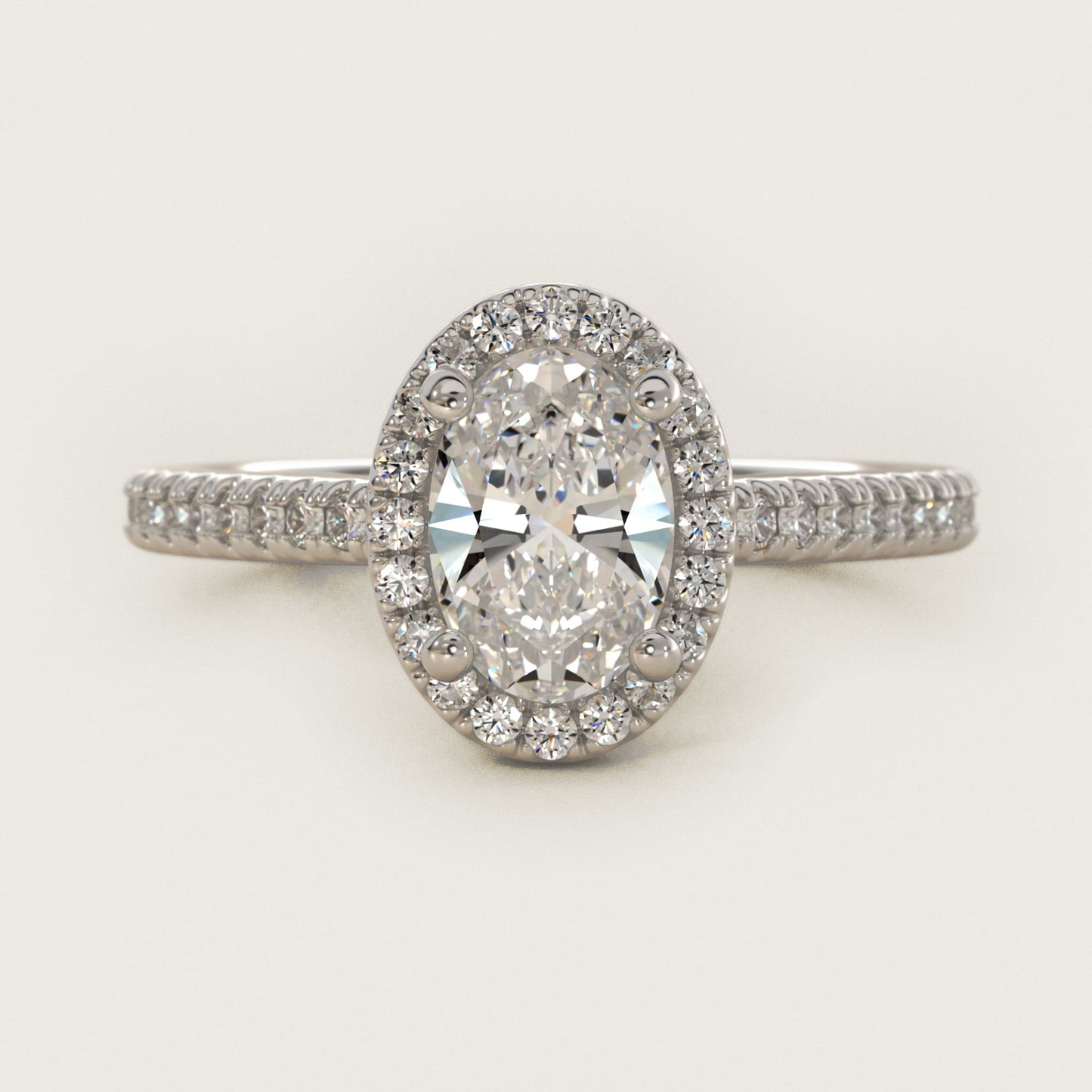 Classic Halo Diamond Engagement Ring in 14k White Gold - Oval Center