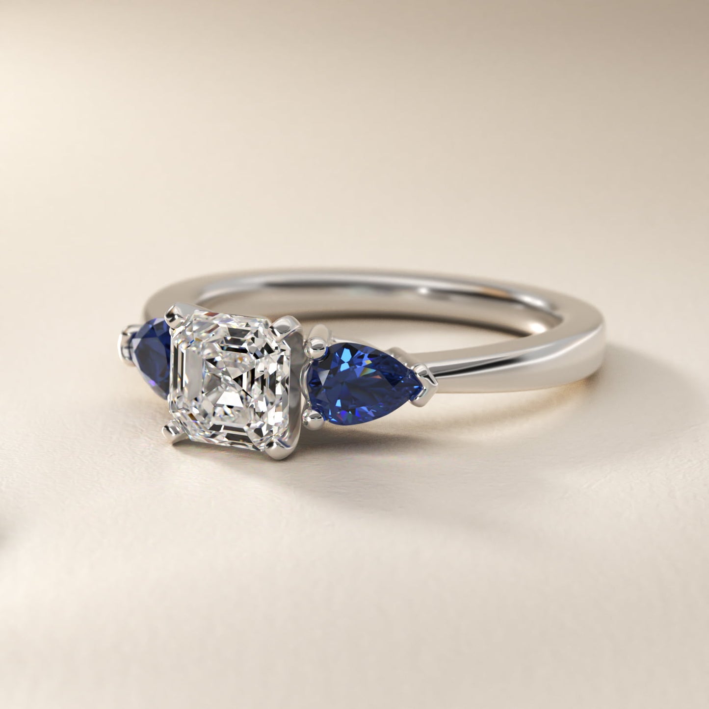 Classic Pear Shaped Sapphire Engagement Ring in Platinum - Asscher Center