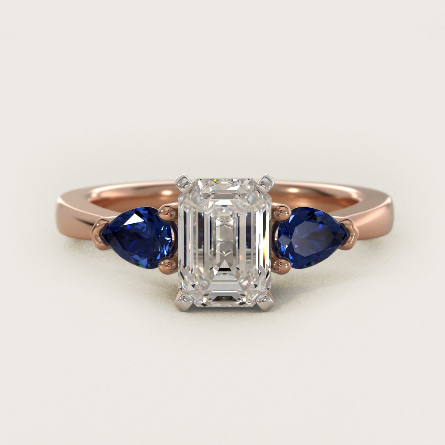 Classic Pear Shaped Sapphire Engagement Ring in 18k Rose Gold - Emerald Center