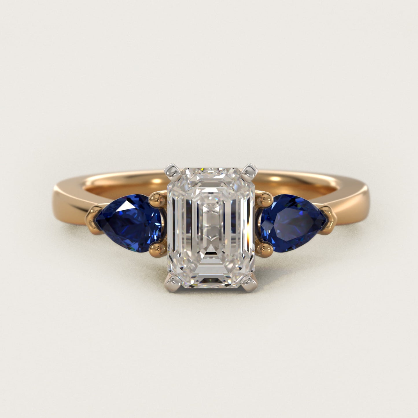 Classic Pear Shaped Sapphire Engagement Ring in 14K Yellow Gold - Emerald Center