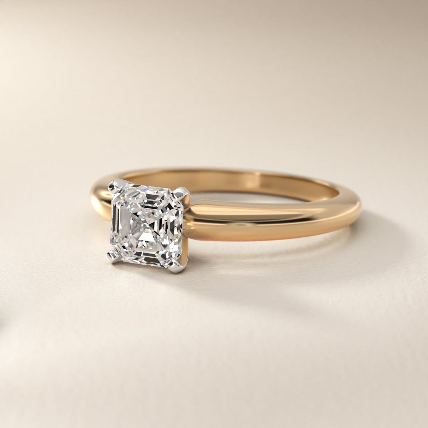 Classic Simple Solitaire Engagement Ring in 18k Yellow Gold - Asscher Center