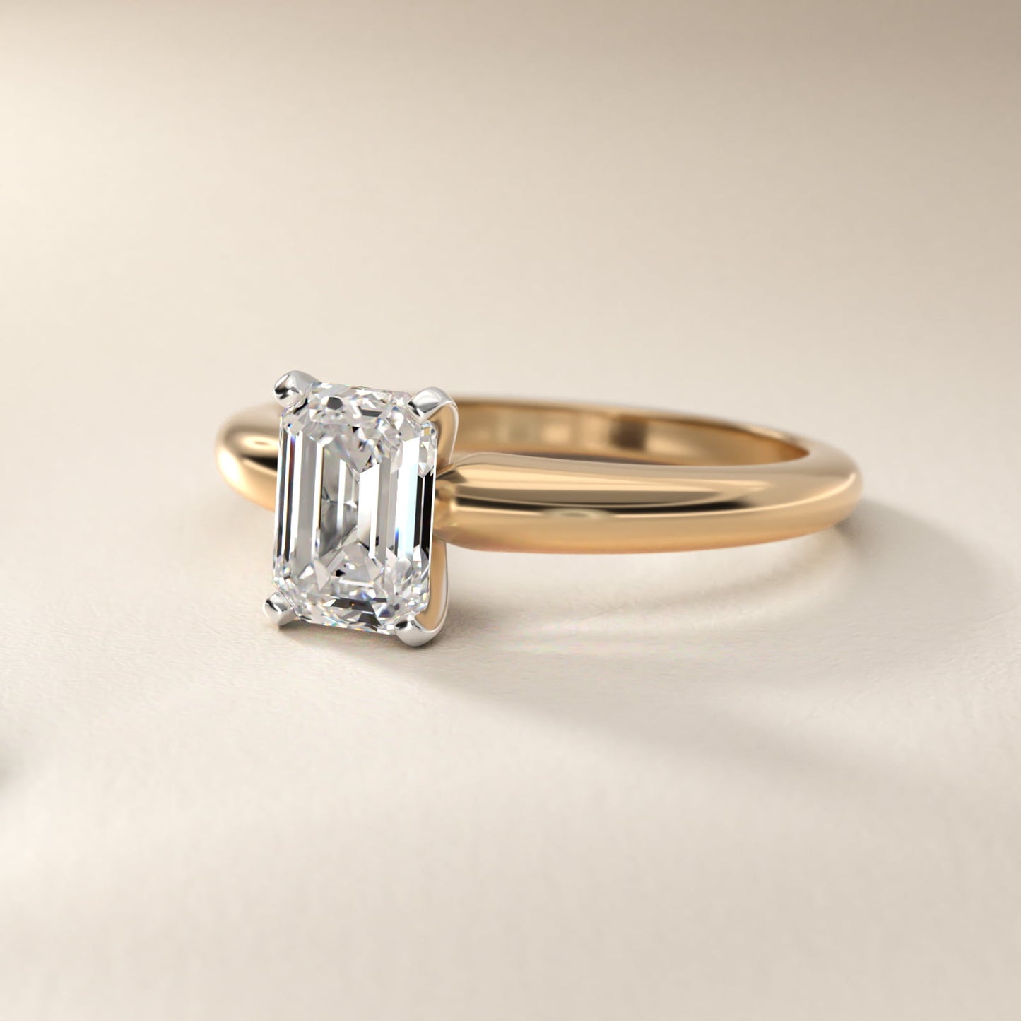 Classic Simple Solitaire Engagement Ring in 18k Yellow Gold - Emerald Center