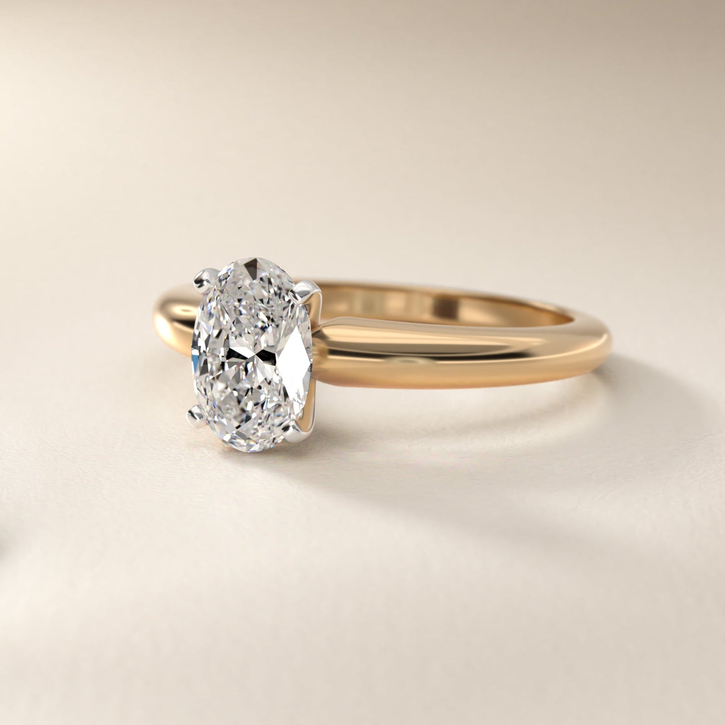 Classic Simple Solitaire Engagement Ring in 14K Yellow Gold - Oval Center