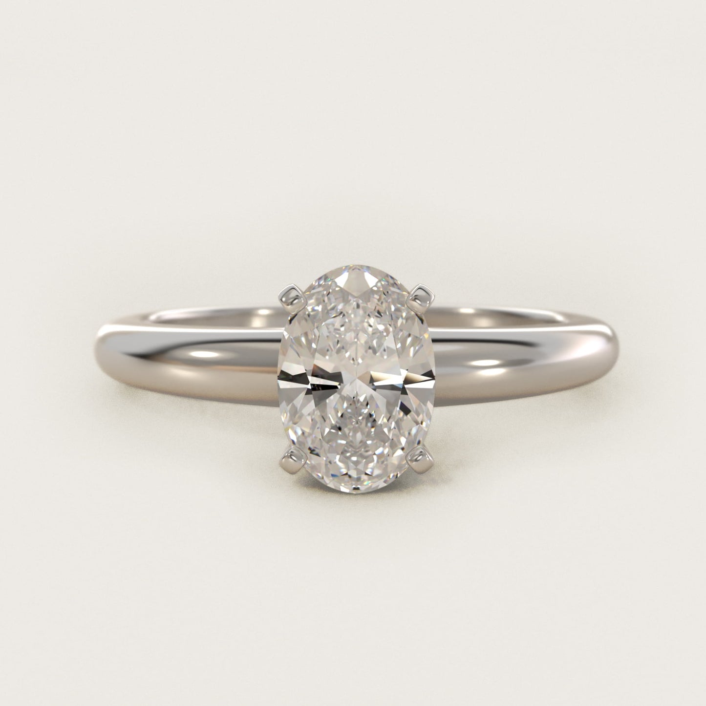 Classic Simple Solitaire Engagement Ring in Platinum - Oval Center