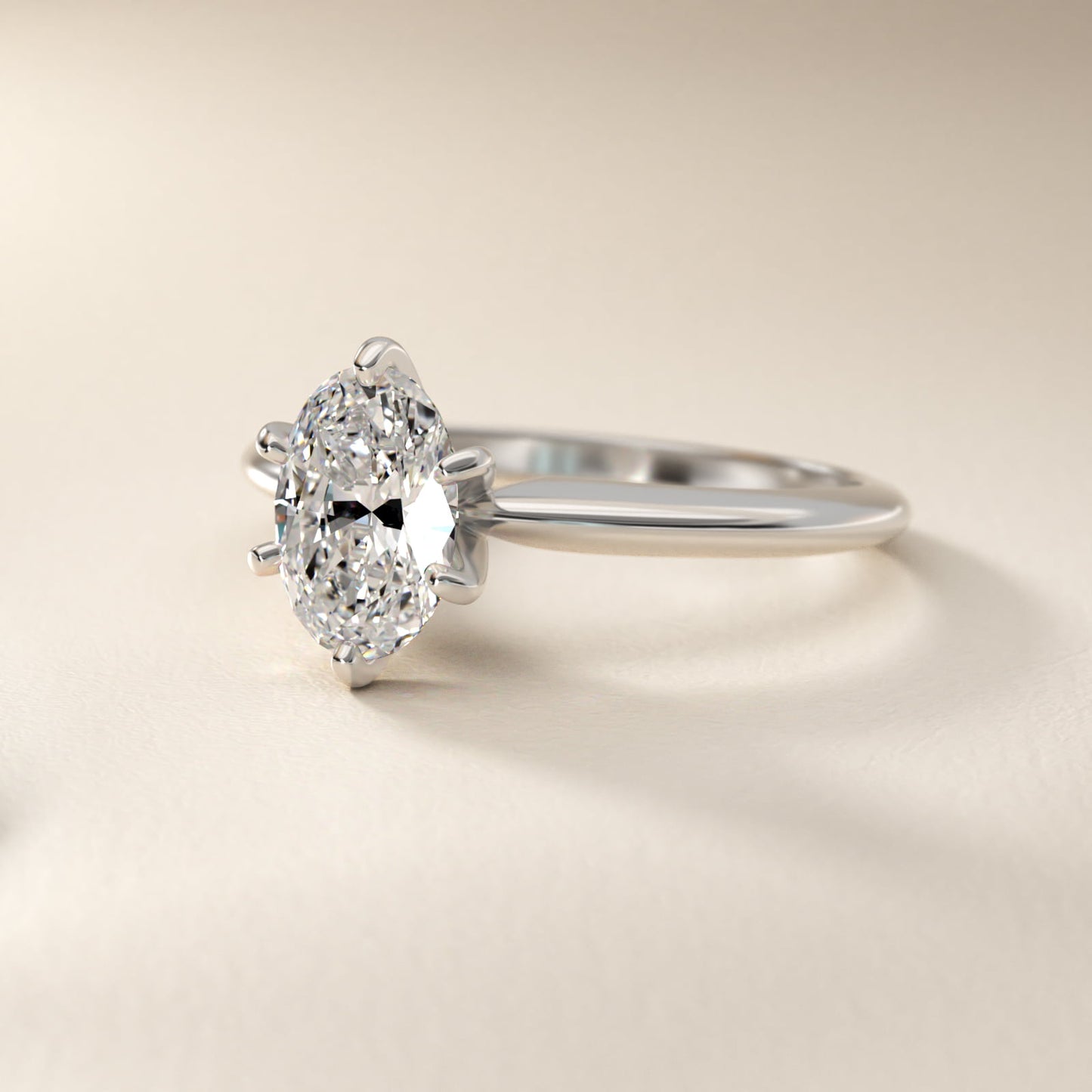 Classic Six-Prong Solitaire Engagement Ring in Platinum - Oval Center