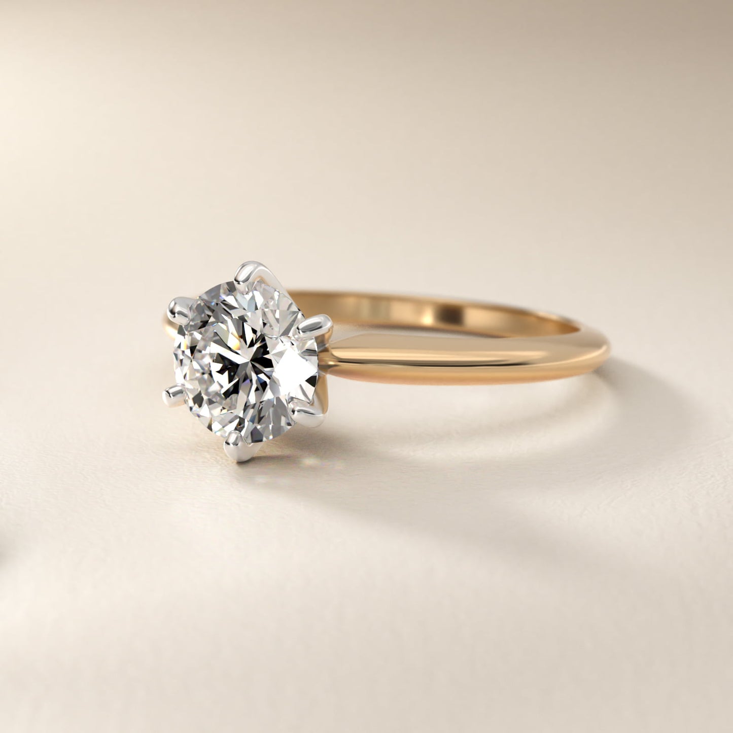 Classic Six-Prong Solitaire Engagement Ring in 14K Yellow Gold - Round Center