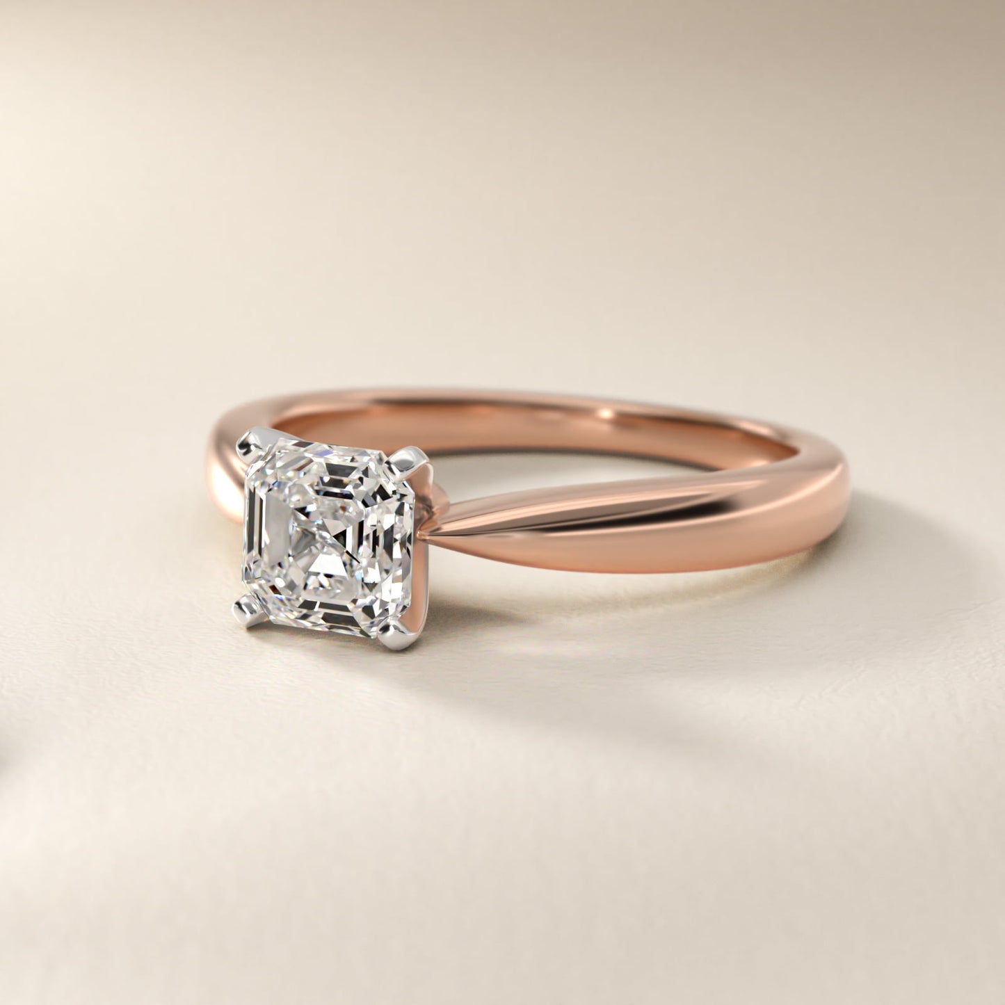 Classic Tapered Solitaire Engagement Ring in 18k Rose Gold - Asscher Center