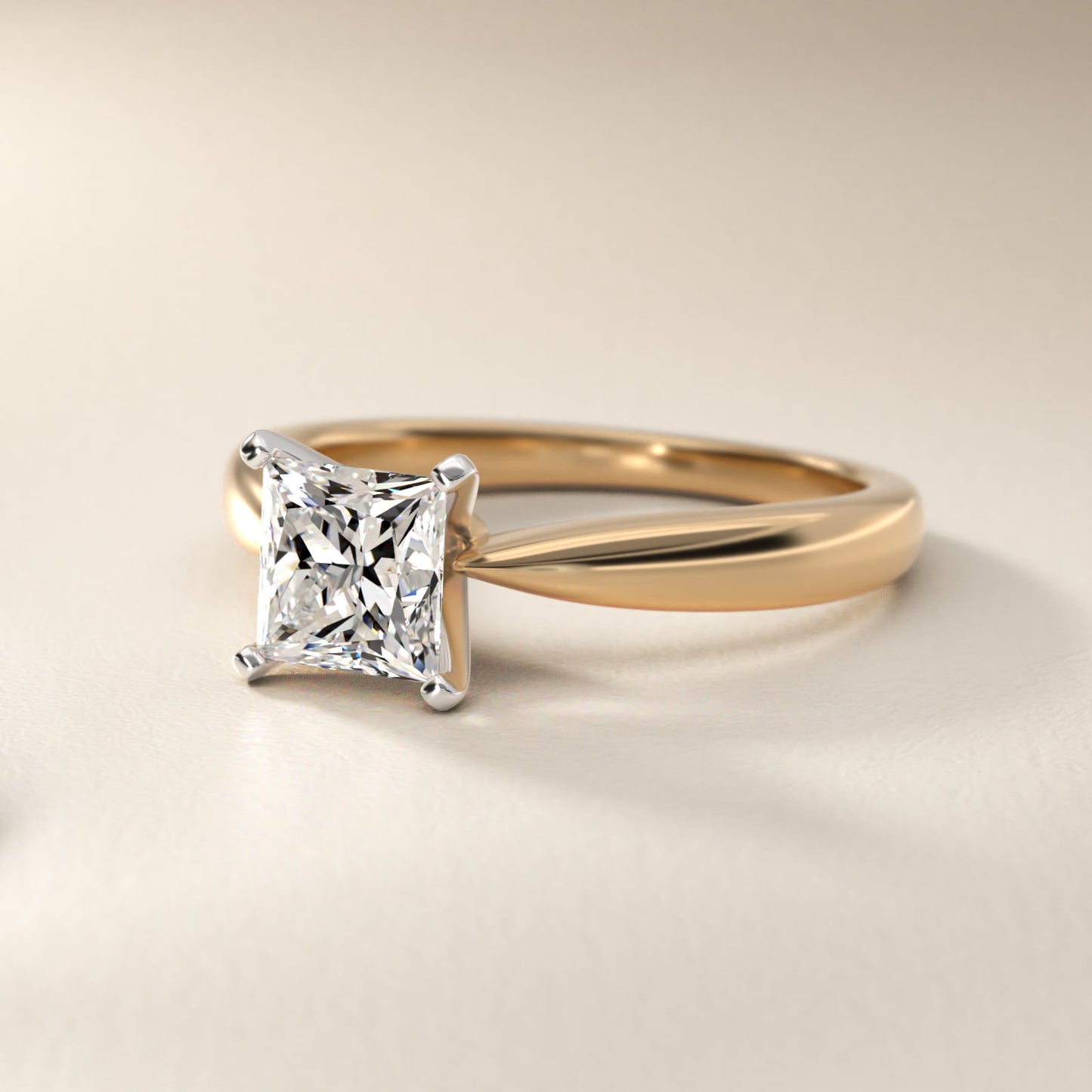 Classic Tapered Solitaire Engagement Ring in 18k Yellow Gold - Princess Center