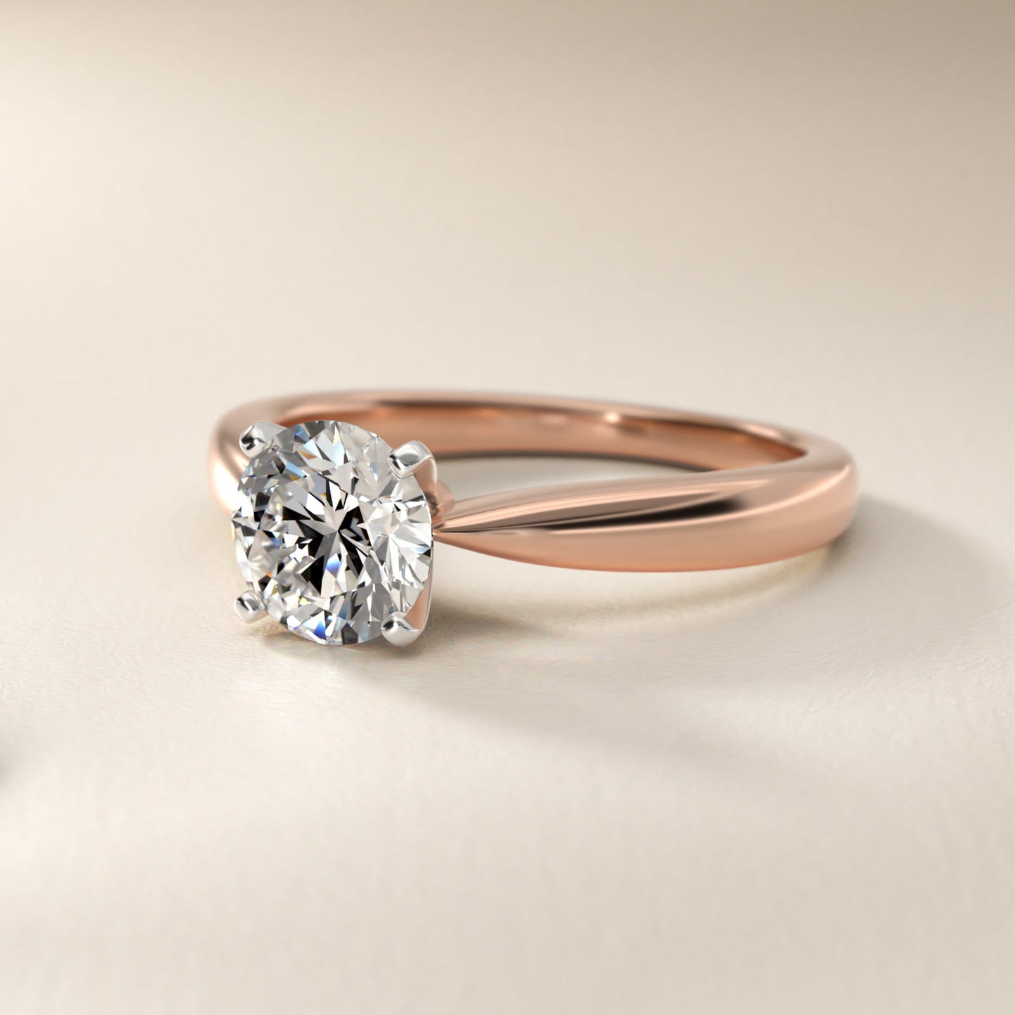 Classic Tapered Solitaire Engagement Ring in 14k Rose Gold - Round Center