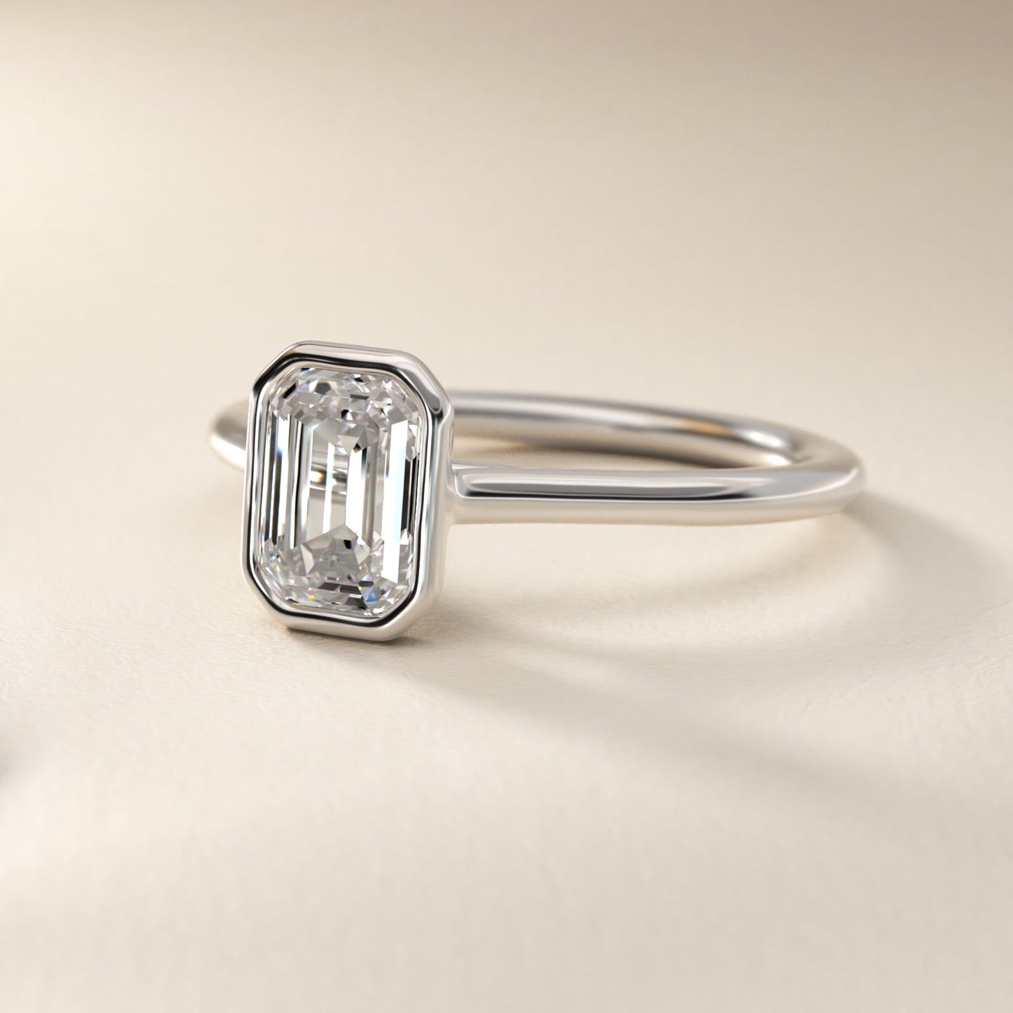 Comfort Fit Bezel Set Solitaire Engagement Ring In Platinum By James Allen - Emerald Center