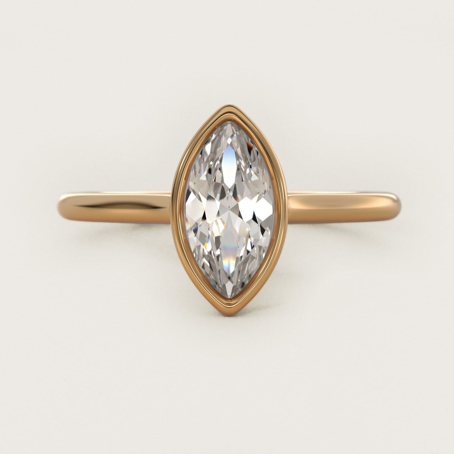Comfort Fit Bezel Set Solitaire Engagement Ring In 18k Yellow Gold By James Allen - Marquise Center