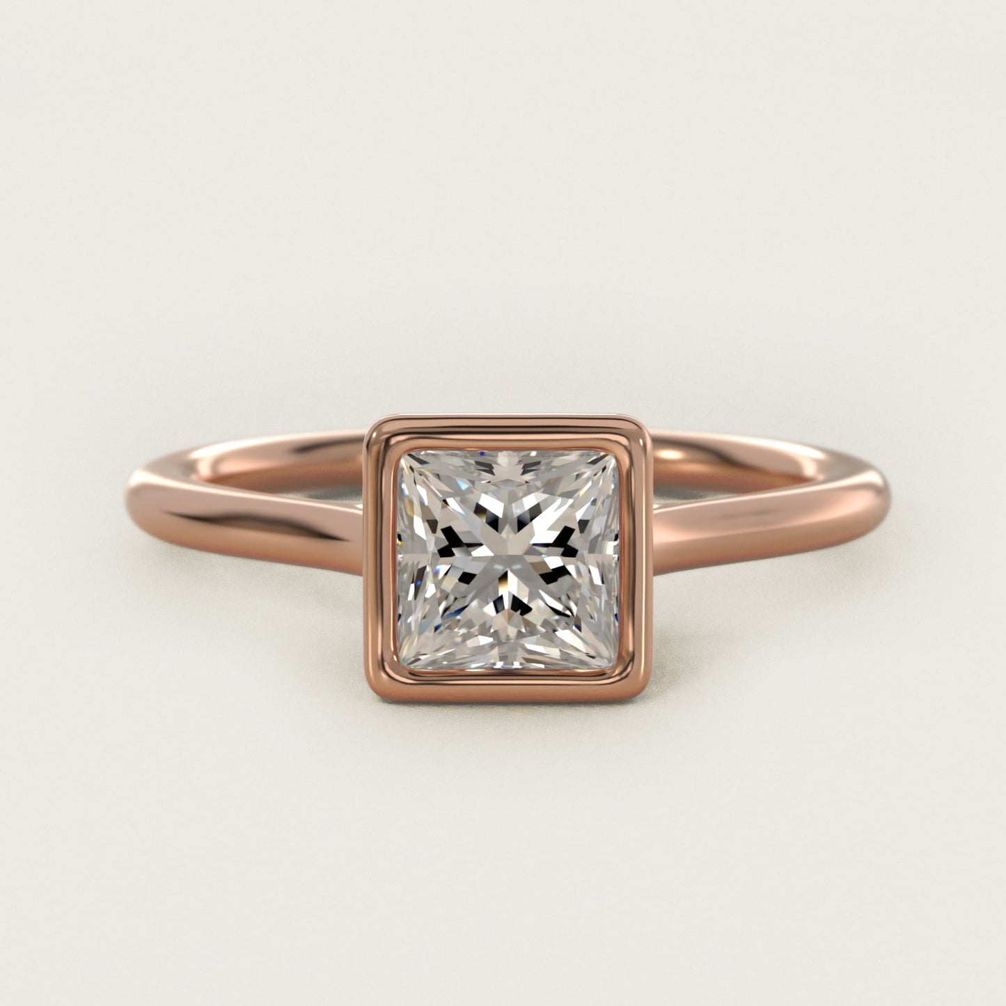 Comfort Fit Bezel Set Solitaire Engagement Ring In 14K Rose Gold By James Allen - Princess Center