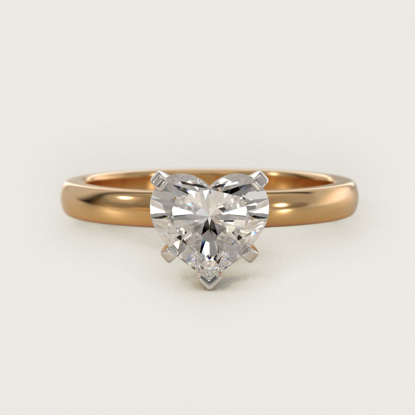 Comfort Fit Six Prong Solitaire Engagement Ring In 14K Yellow Gold By James Allen - Heart Center