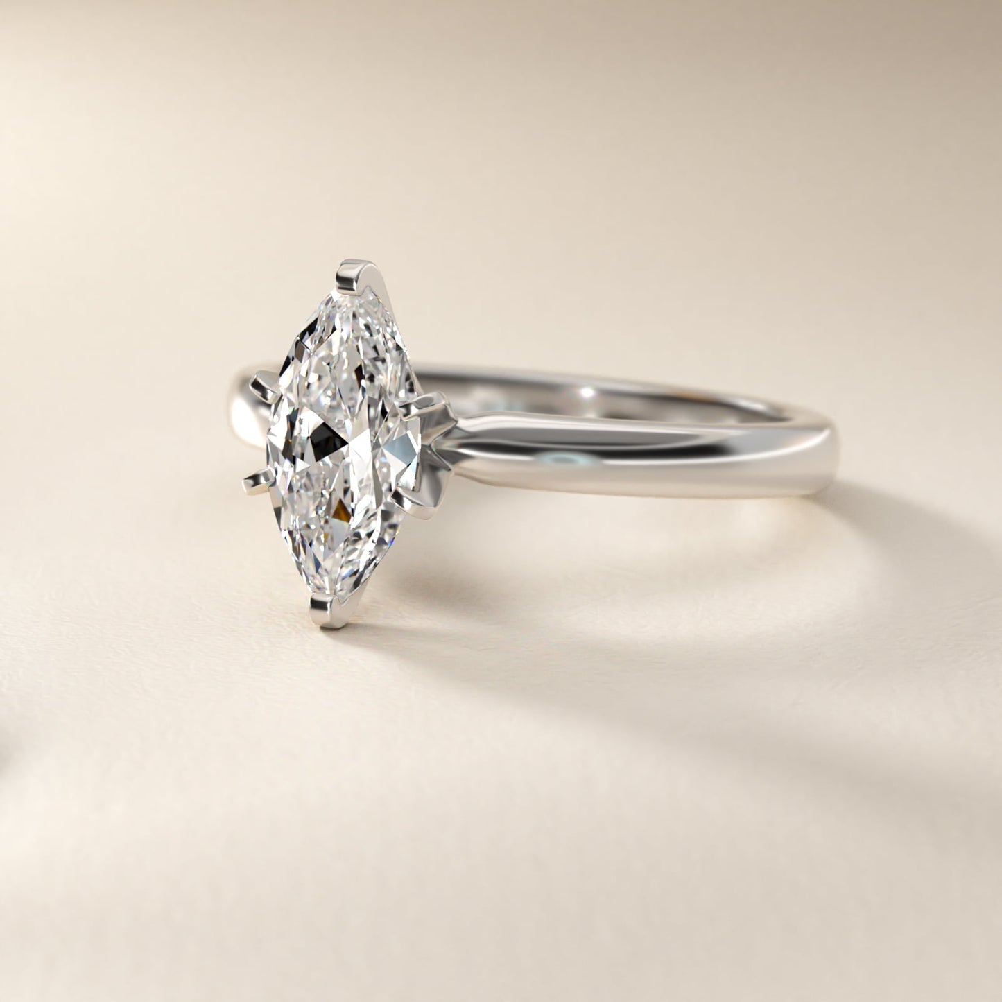 Comfort Fit Six Prong Solitaire Engagement Ring In Platinum By James Allen - Marquise Center
