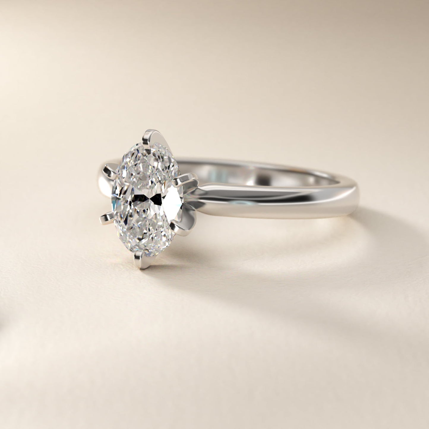 Comfort Fit Six Prong Solitaire Engagement Ring In Platinum By James Allen - Oval Center