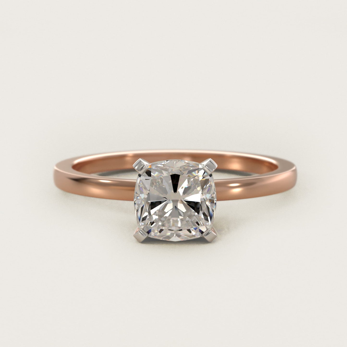 Comfort Fit Solitaire Engagement Ring In 14K Rose Gold By James Allen - Cushion Center