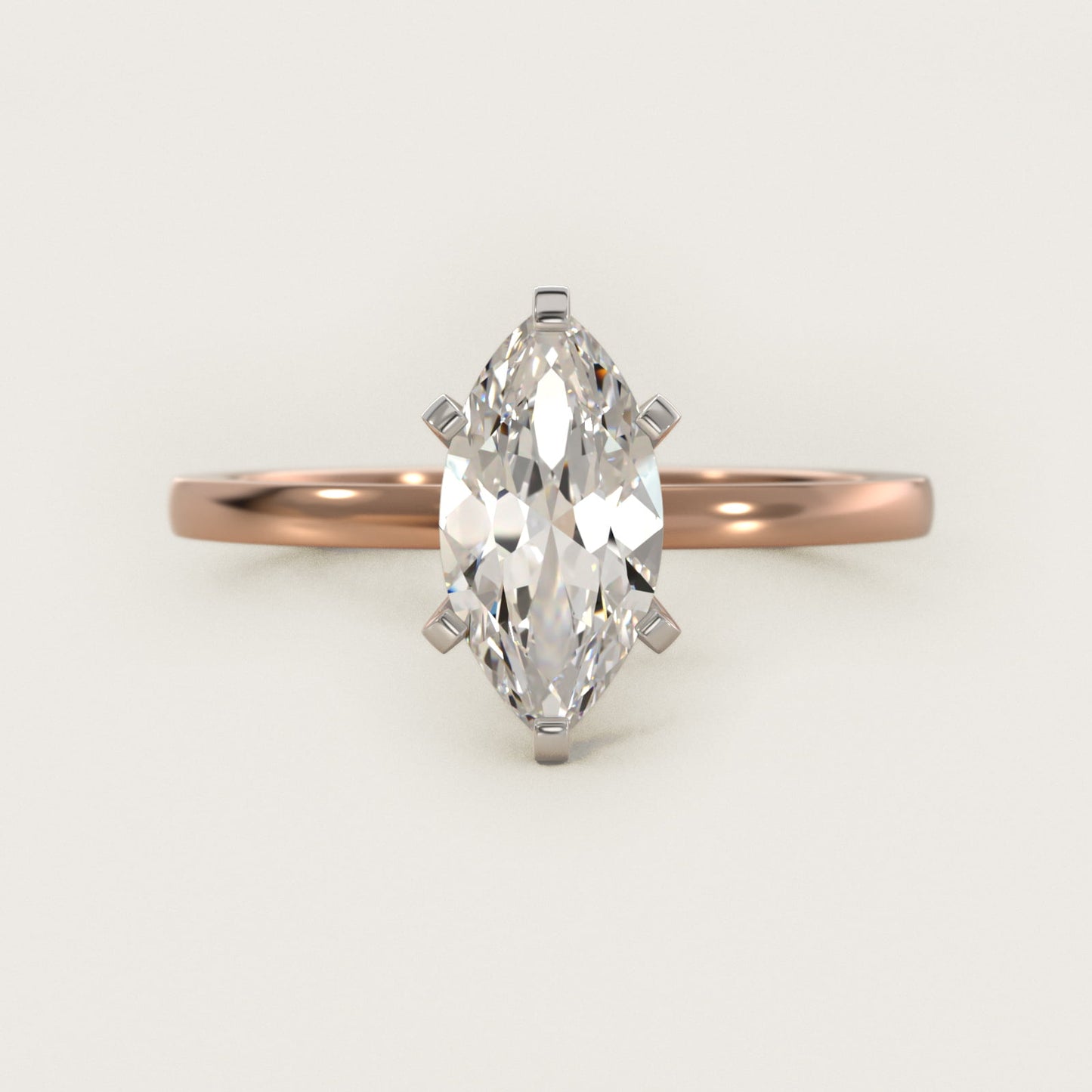 Comfort Fit Solitaire Engagement Ring In 14K Rose Gold By James Allen - Marquise Center