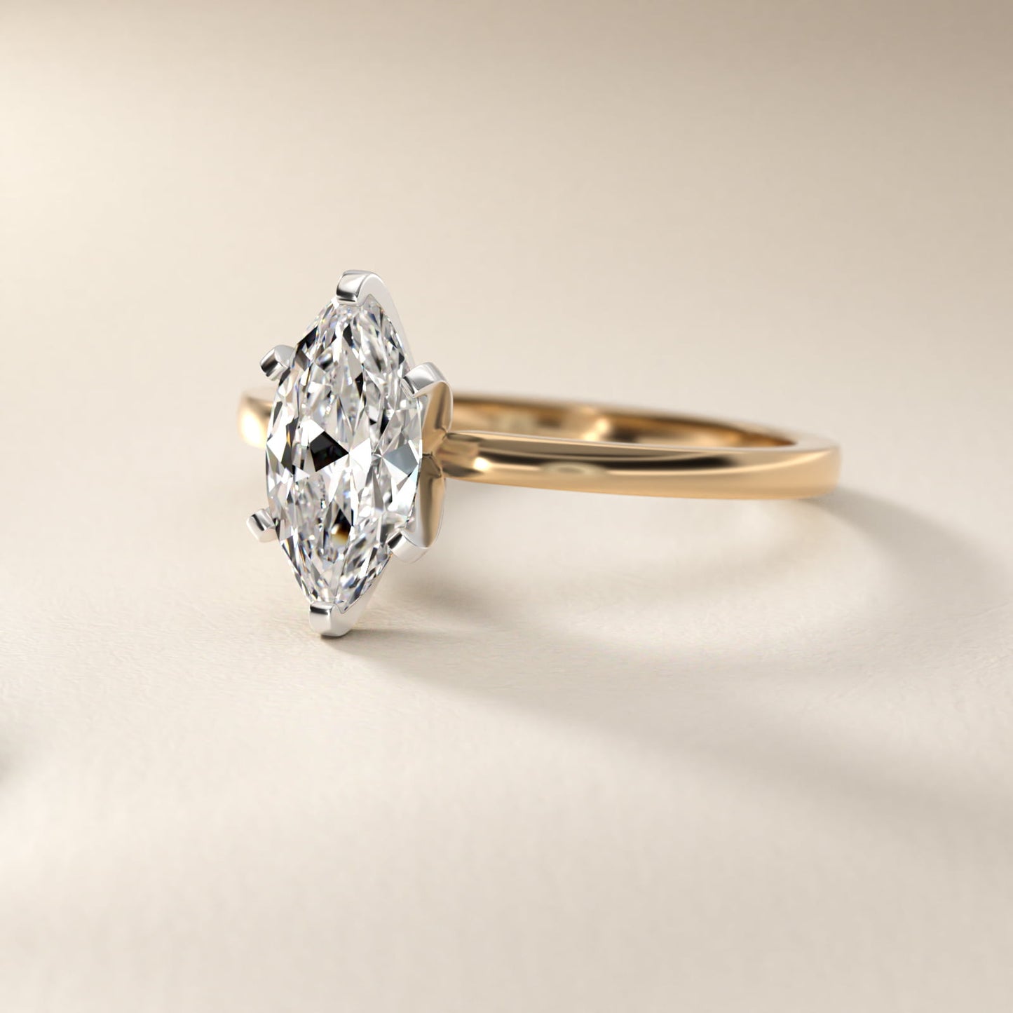 Comfort Fit Solitaire Engagement Ring In 14K Yellow Gold By James Allen - Marquise Center