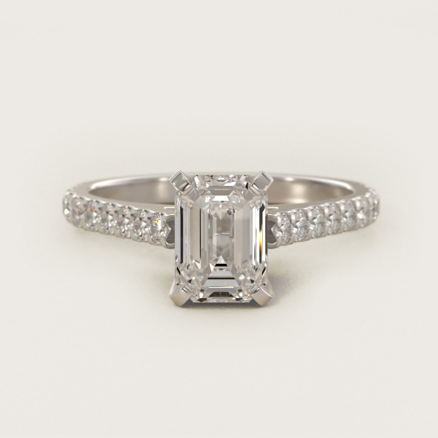 Common Prong Diamond PavŽ Engagement Ring In 14K White Gold By James Allen - Emerald Center
