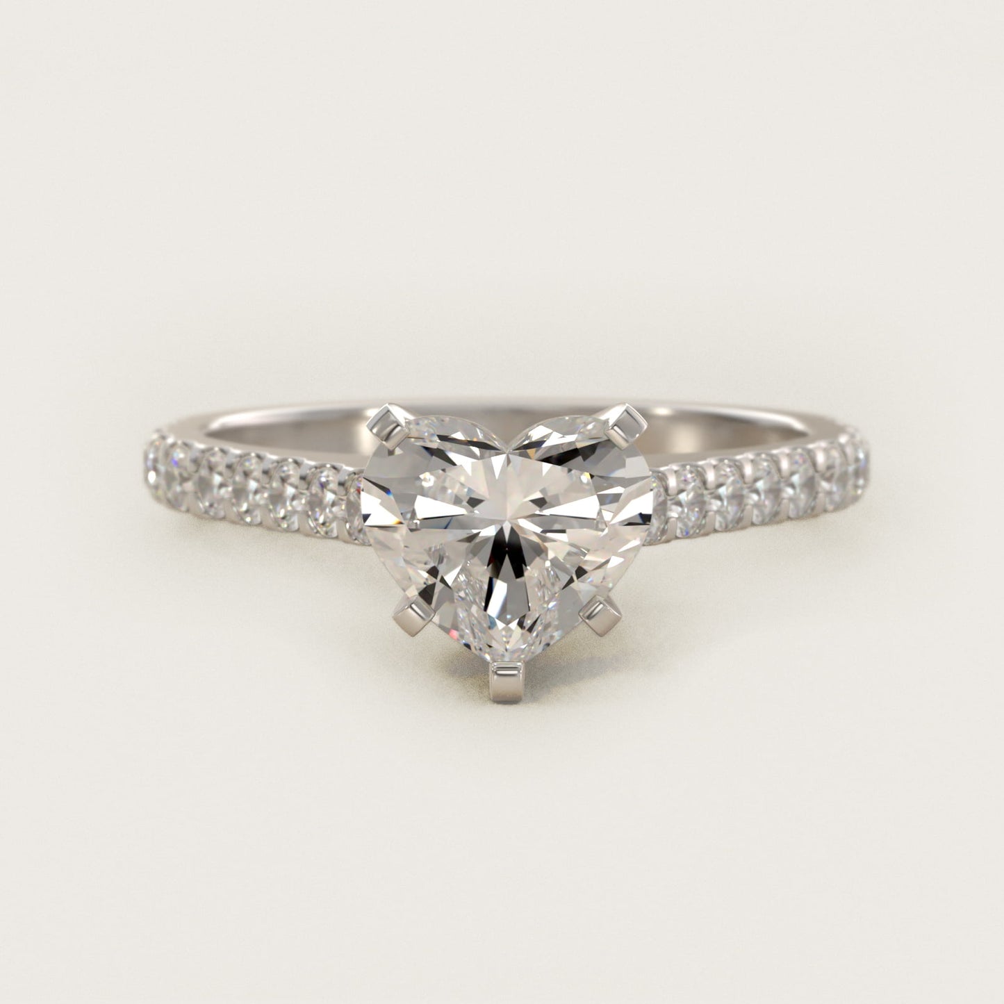 Common Prong Diamond PavŽ Engagement Ring In 18k White Gold By James Allen - Heart Center