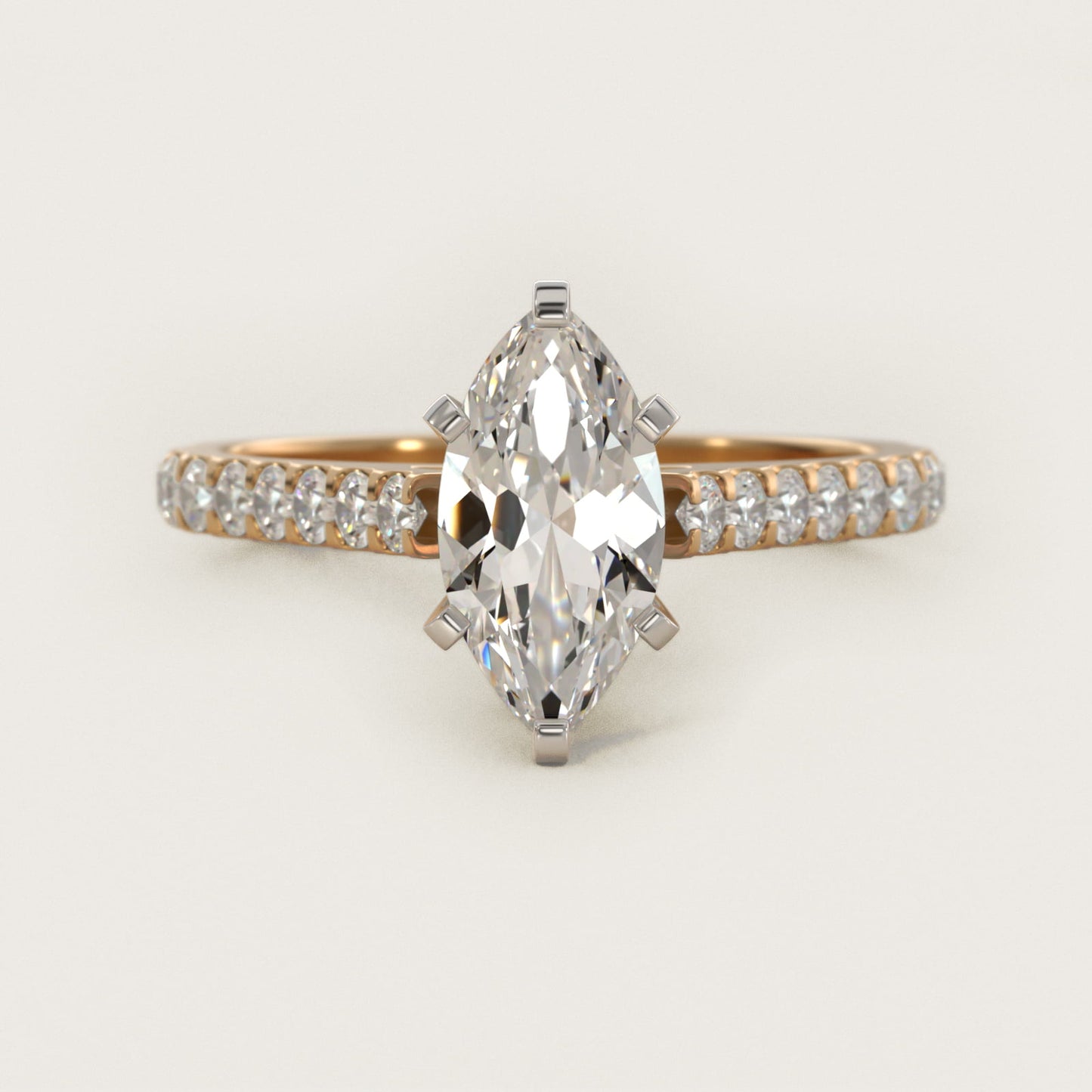 Common Prong Diamond PavŽ Engagement Ring In 18k Yellow Gold By James Allen - Marquise Center