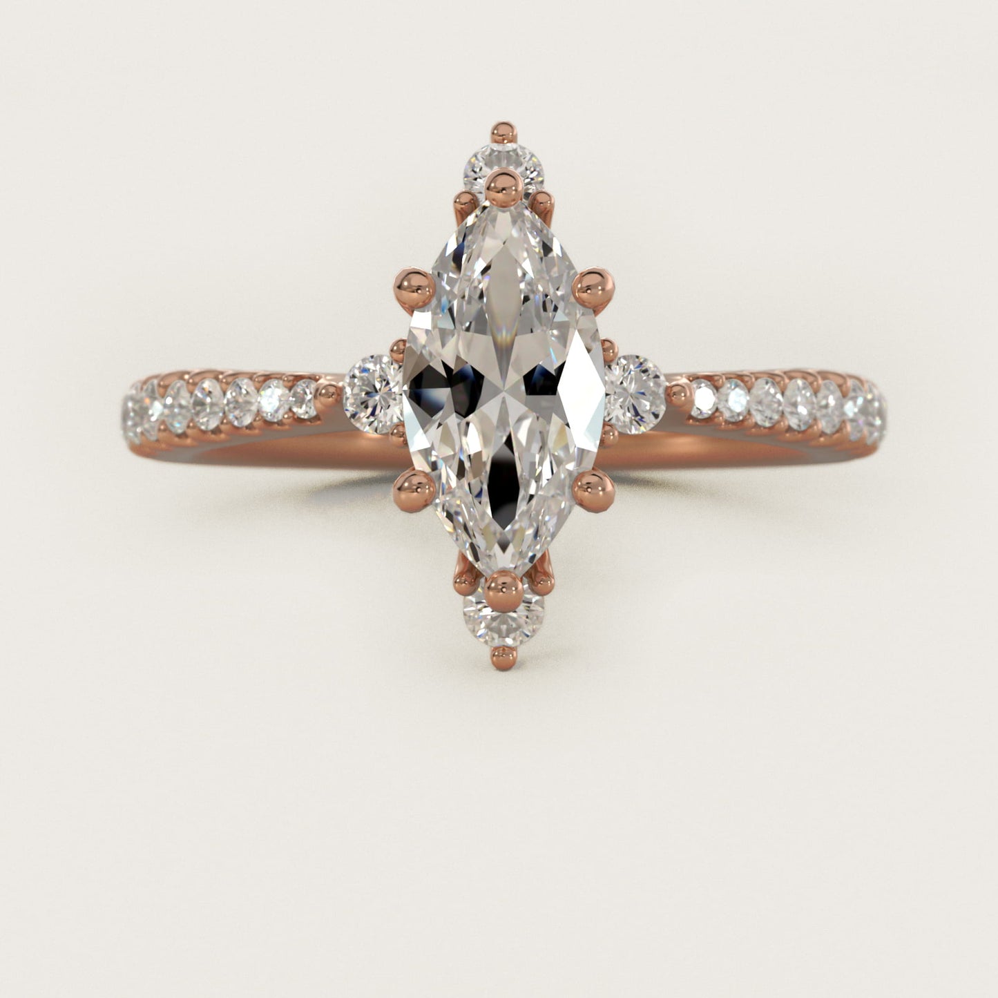Compass Point Diamond Accent Engagement Ring In 14K Rose Gold By James Allen - Marquise Center