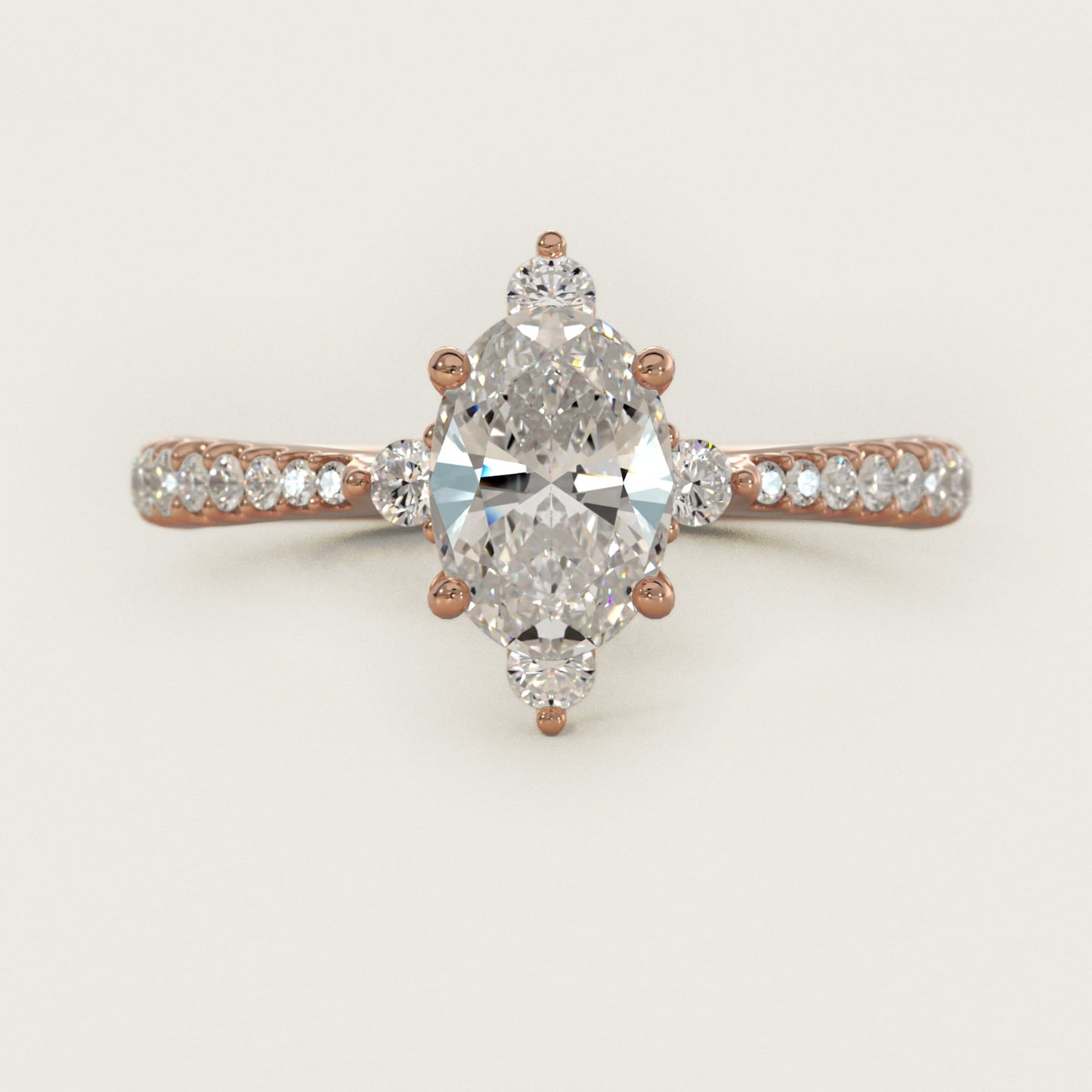 Compass Point Diamond Accent Engagement Ring In 18k Rose Gold By James Allen - Oval Center