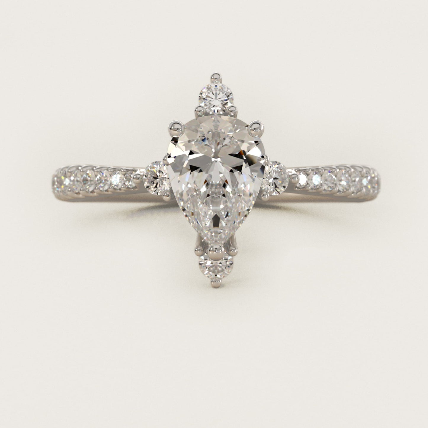 Compass Point Diamond Accent Engagement Ring In 18k White Gold By James Allen - Pear Center