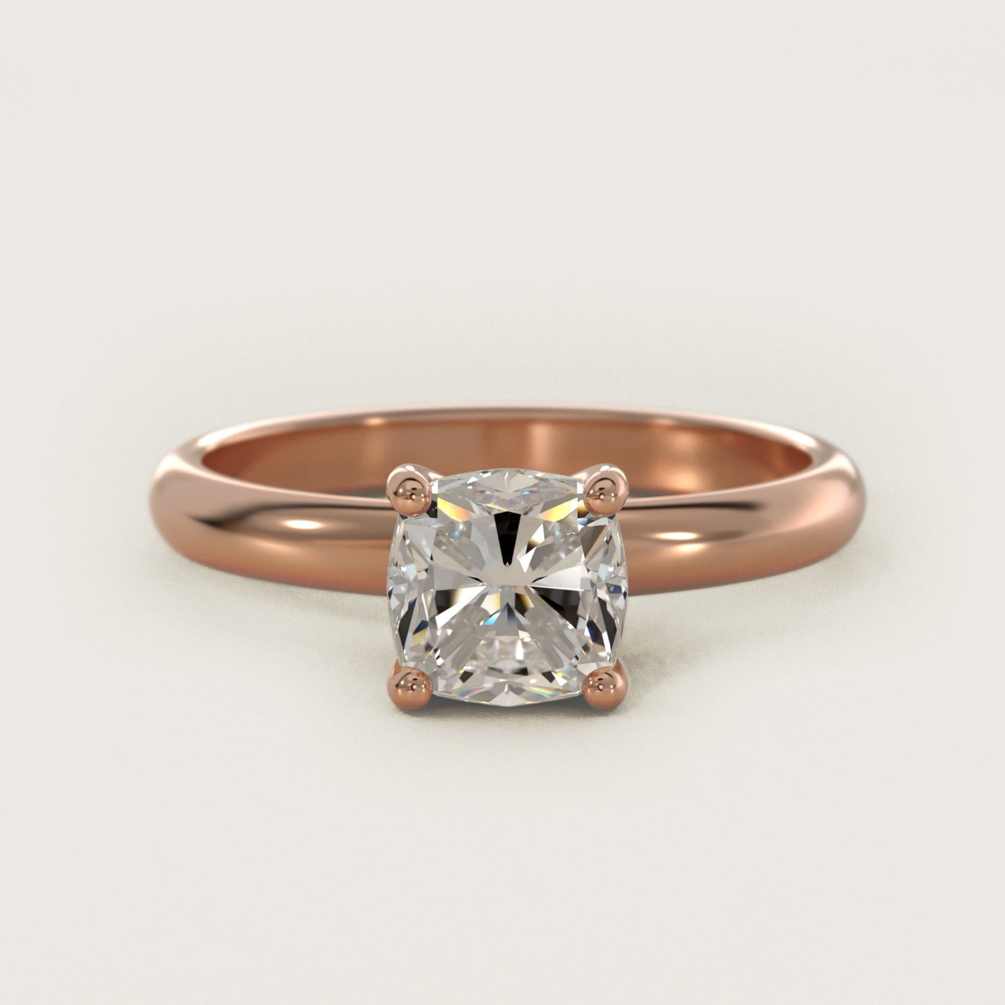 Contour Solitaire Engagement Ring In 14K Rose Gold By James Allen - Cushion Center