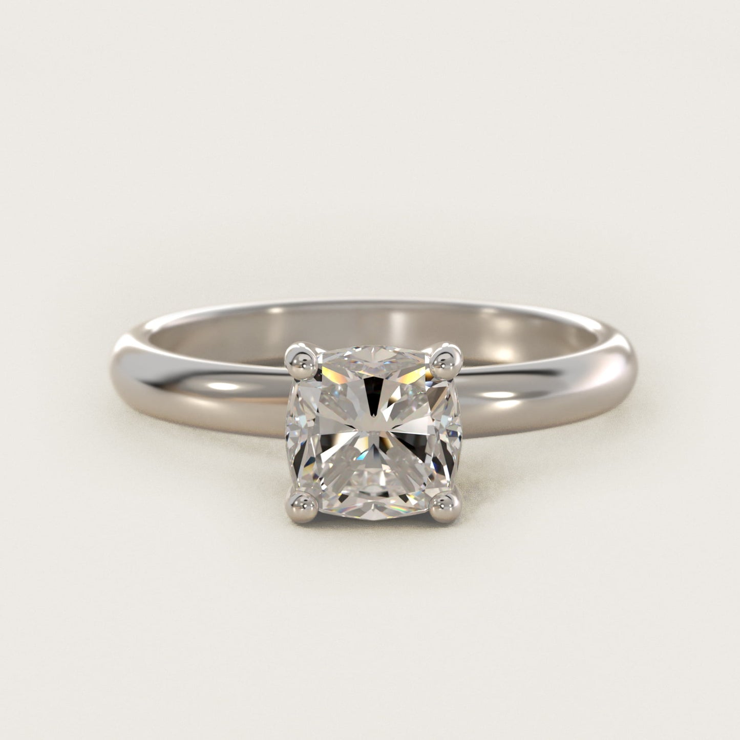 Contour Solitaire Engagement Ring In 18k White Gold By James Allen - Cushion Center