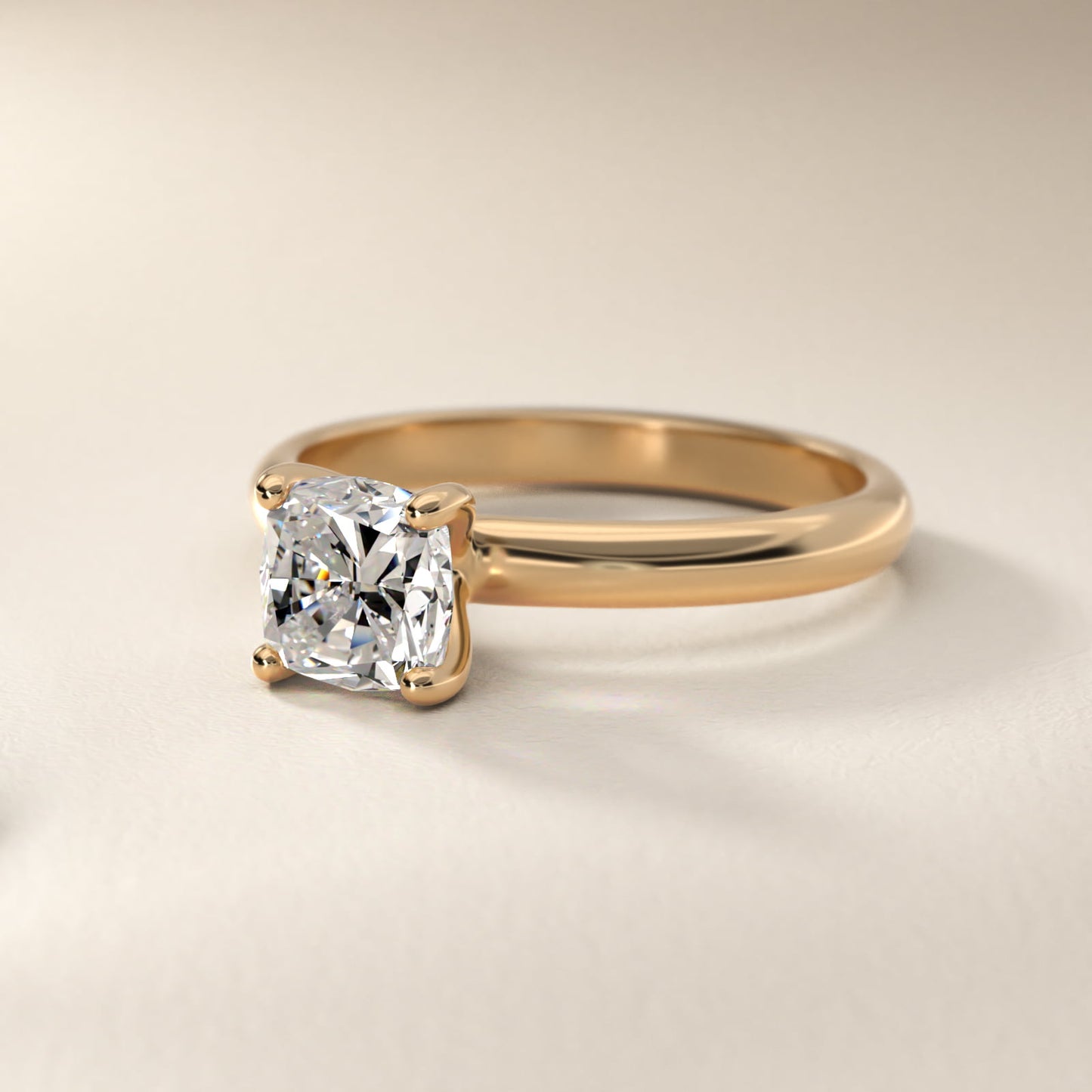 Contour Solitaire Engagement Ring In 14K Yellow Gold By James Allen - Cushion Center